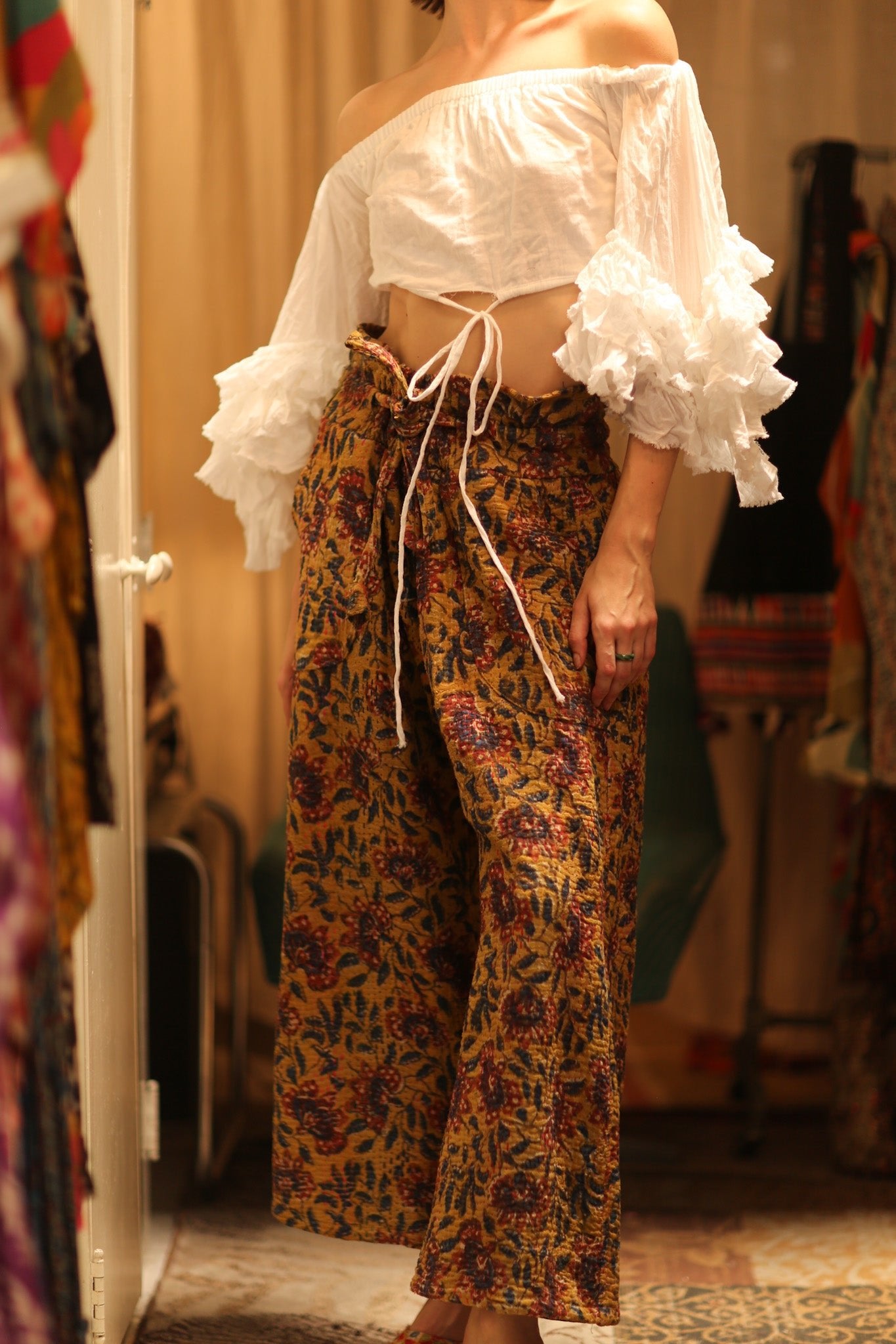 LENA KANTHA TROUSERS YELLOW - BANGKOK TAILOR CLOTHING STORE - HANDMADE CLOTHING