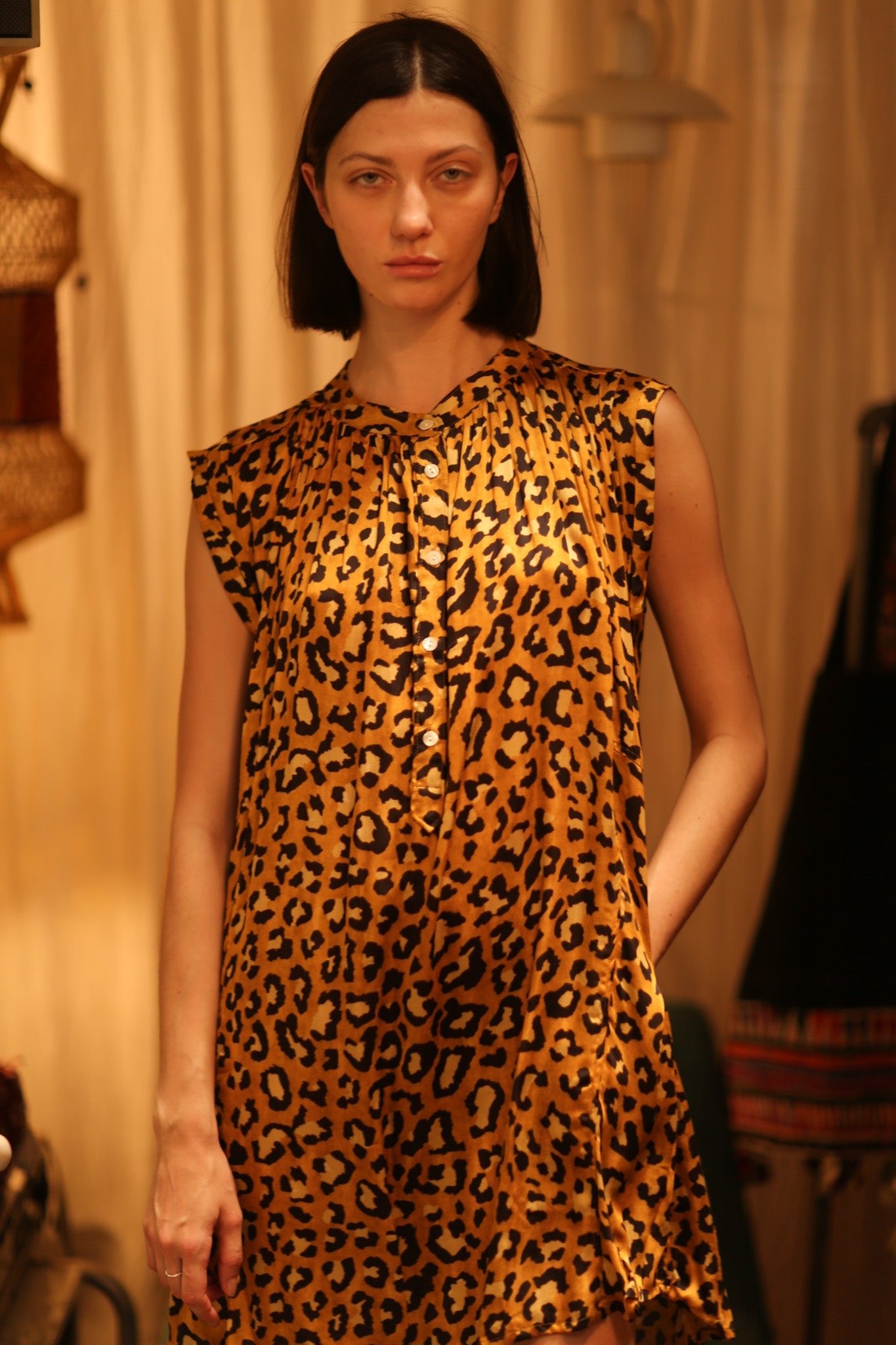 LEO PRINT SILK DRESS MARY - BANGKOK TAILOR CLOTHING STORE - HANDMADE CLOTHING