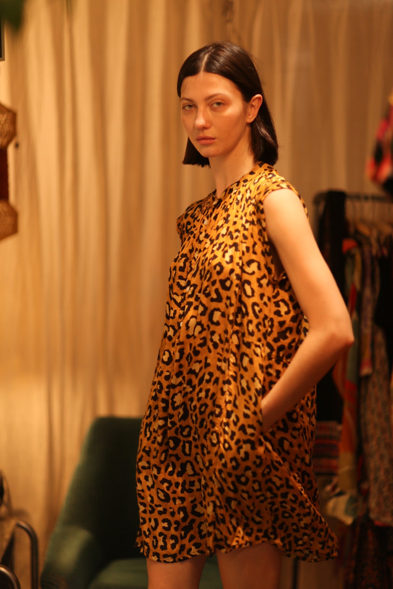 LEO PRINT SILK DRESS MARY - BANGKOK TAILOR CLOTHING STORE - HANDMADE CLOTHING