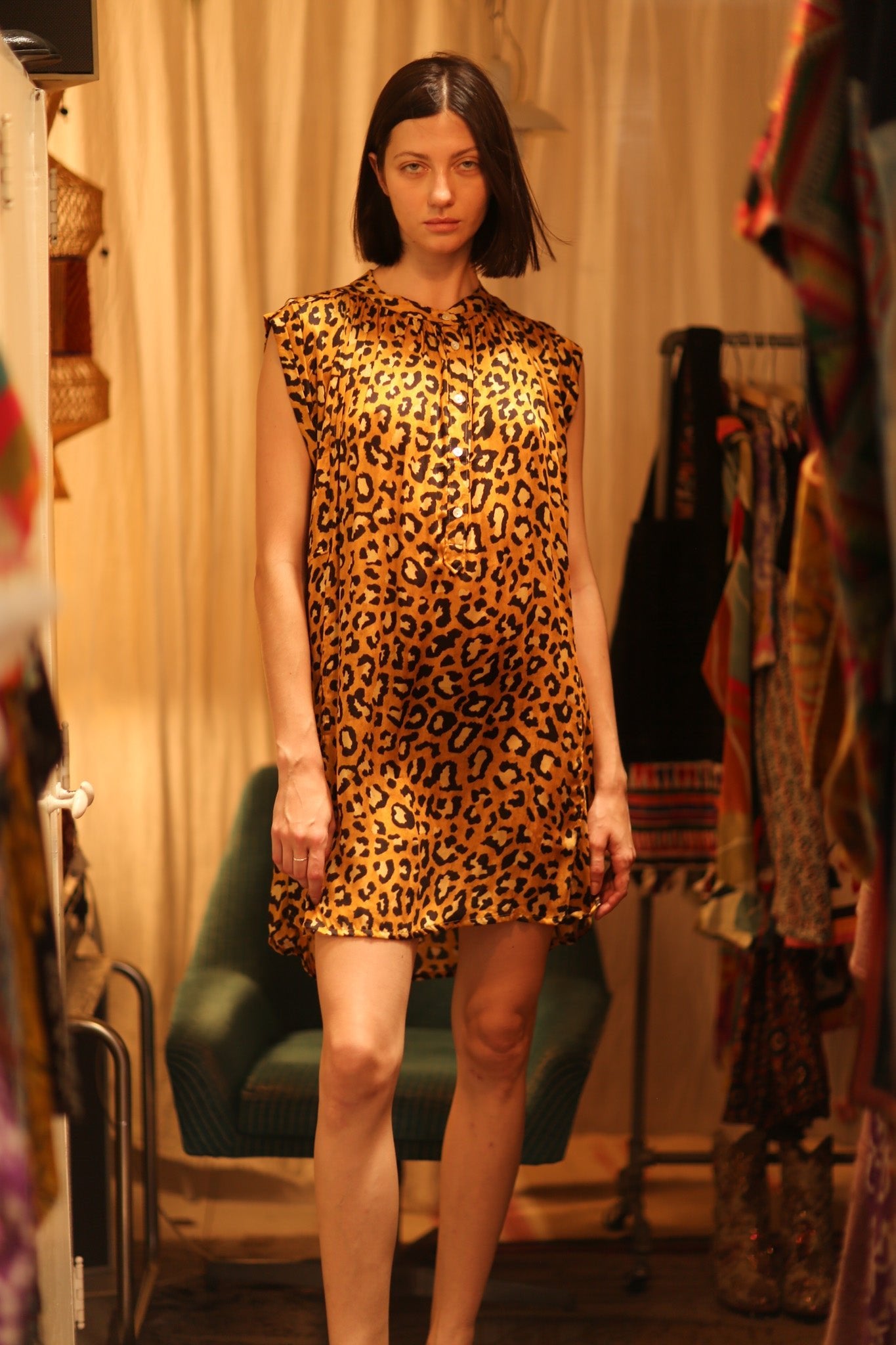LEO PRINT SILK DRESS MARY - BANGKOK TAILOR CLOTHING STORE - HANDMADE CLOTHING