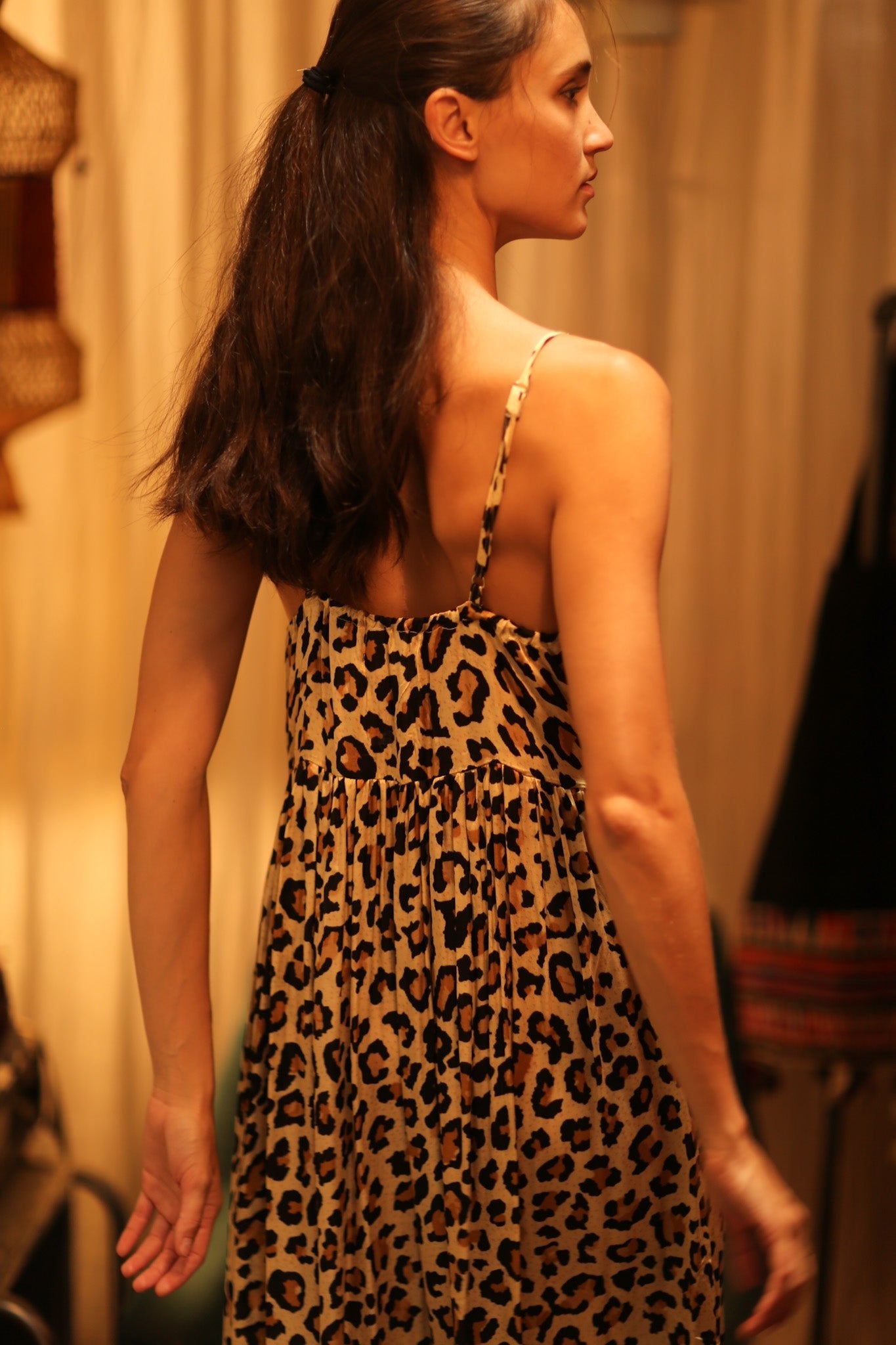 LEO PRINT SILK SHOULDER STRAP DRESS LILY - BANGKOK TAILOR CLOTHING STORE - HANDMADE CLOTHING