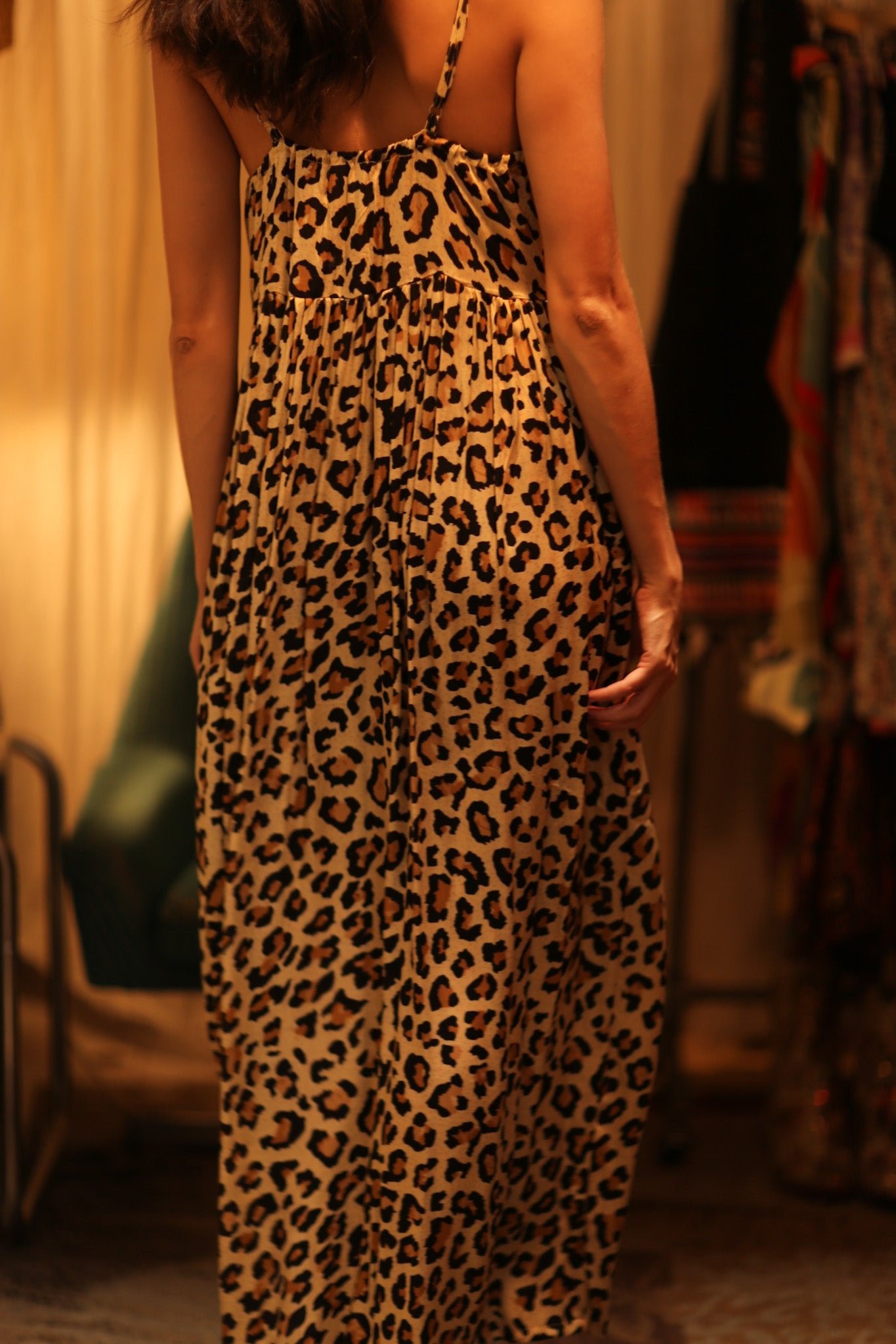 LEO PRINT SILK SHOULDER STRAP DRESS LILY - BANGKOK TAILOR CLOTHING STORE - HANDMADE CLOTHING