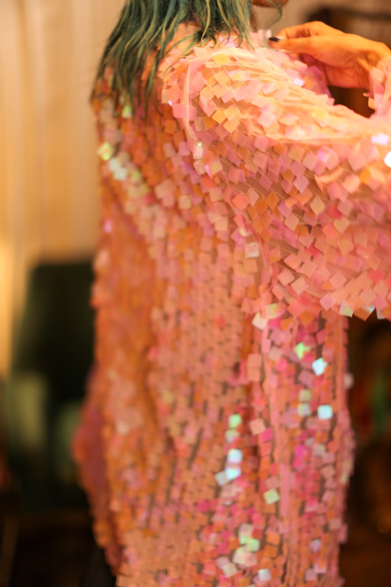 LIGHT PINK SHORT GLITTER KIMONO WITT - BANGKOK TAILOR CLOTHING STORE - HANDMADE CLOTHING