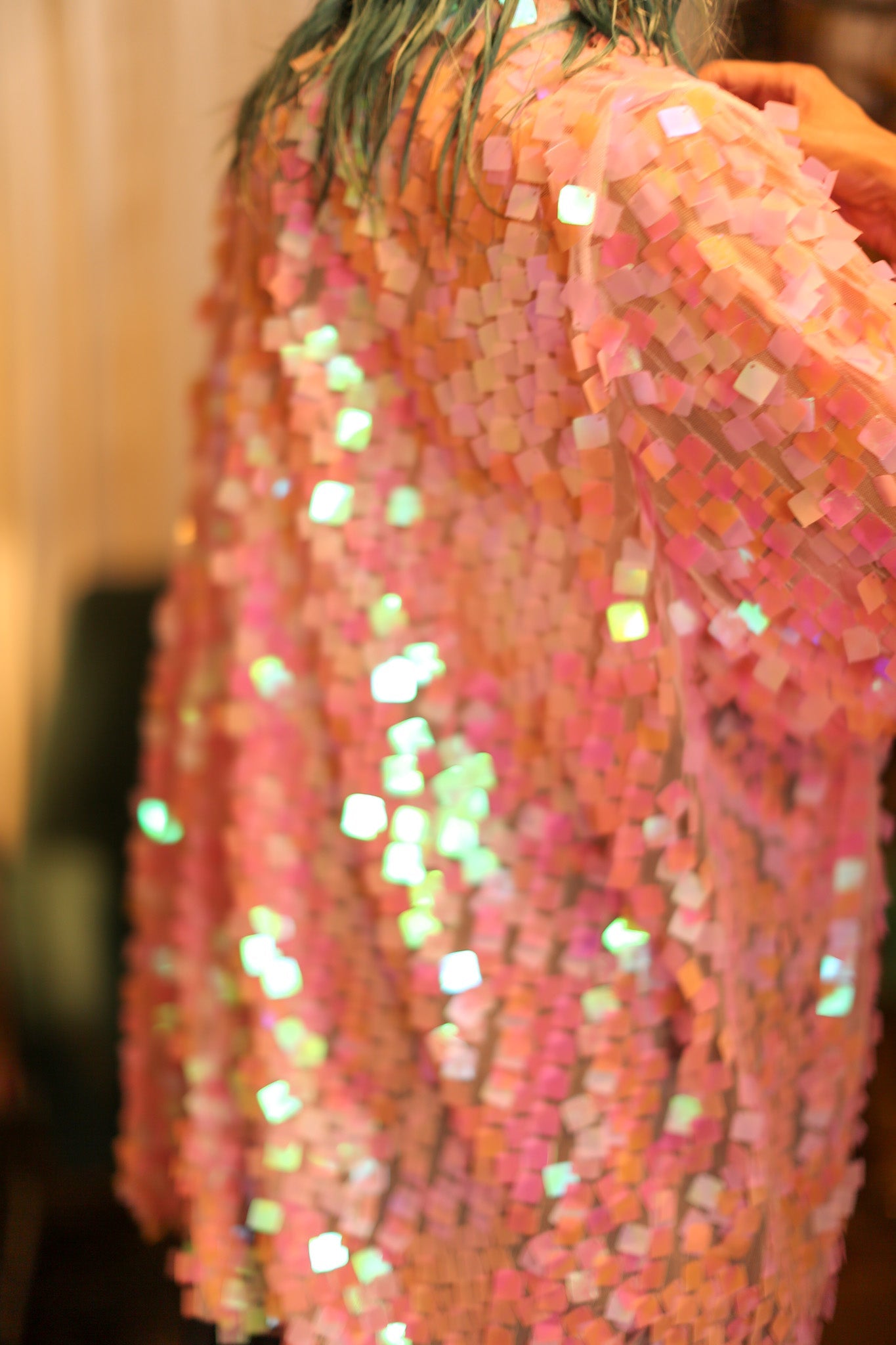 LIGHT PINK SHORT GLITTER KIMONO WITT - BANGKOK TAILOR CLOTHING STORE - HANDMADE CLOTHING