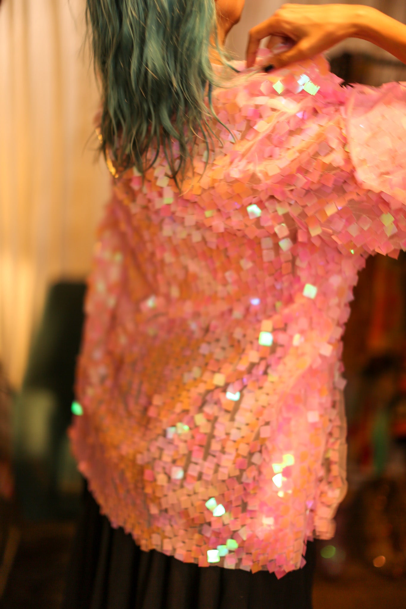 LIGHT PINK SHORT GLITTER KIMONO WITT - BANGKOK TAILOR CLOTHING STORE - HANDMADE CLOTHING