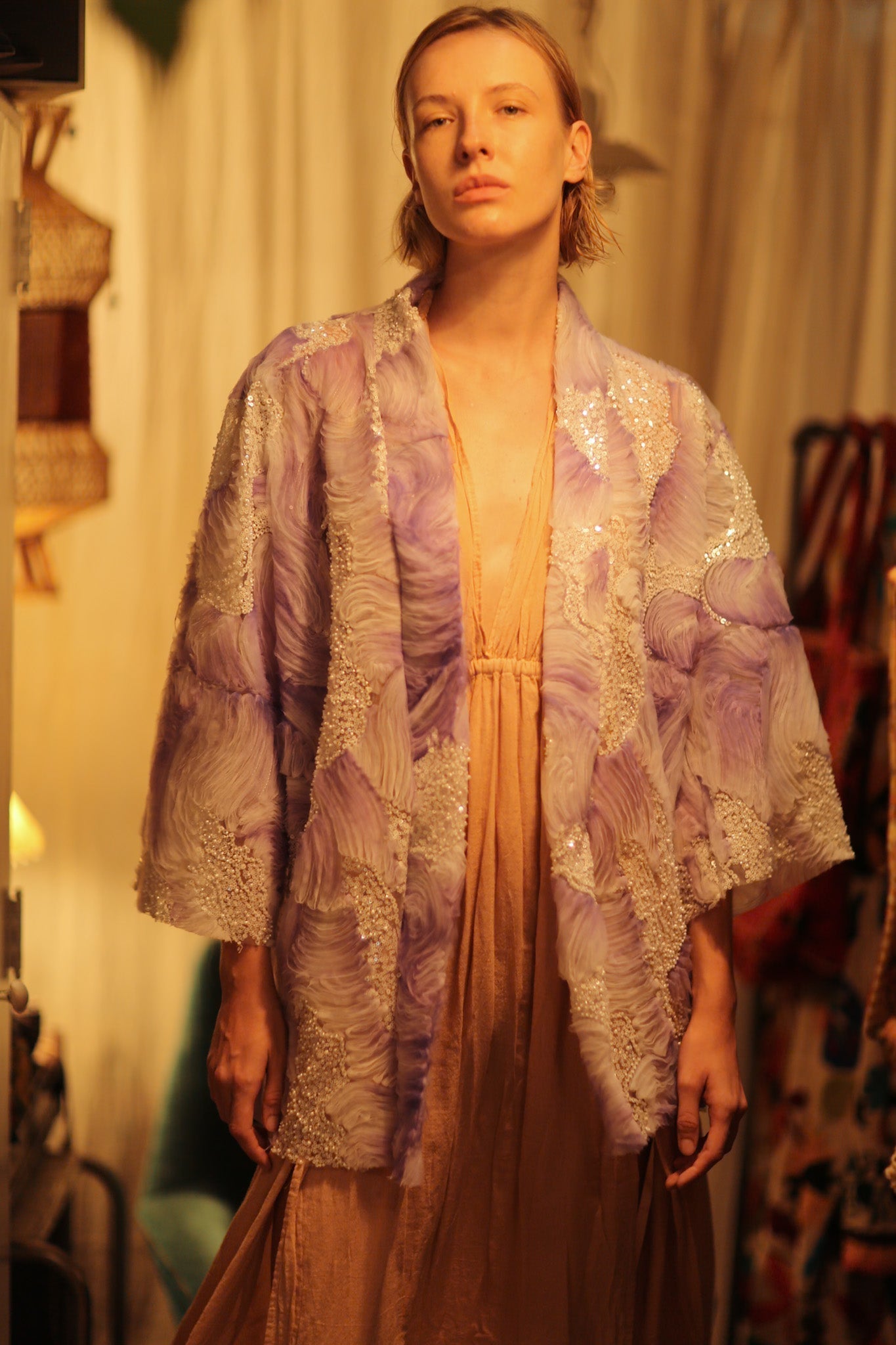 LILAL EMBROIDERED SEQUIN KIMONO OMANI - BANGKOK TAILOR CLOTHING STORE - HANDMADE CLOTHING