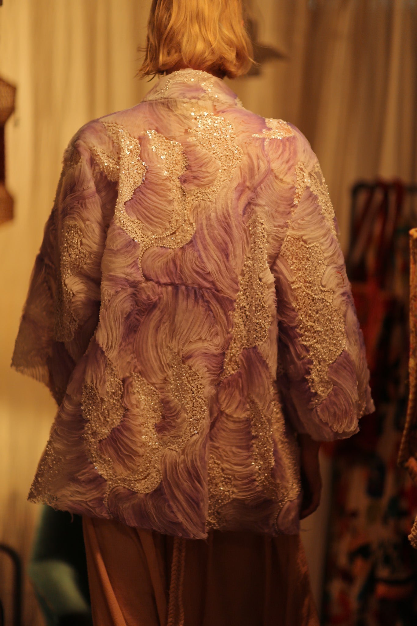 LILAL EMBROIDERED SEQUIN KIMONO OMANI - BANGKOK TAILOR CLOTHING STORE - HANDMADE CLOTHING