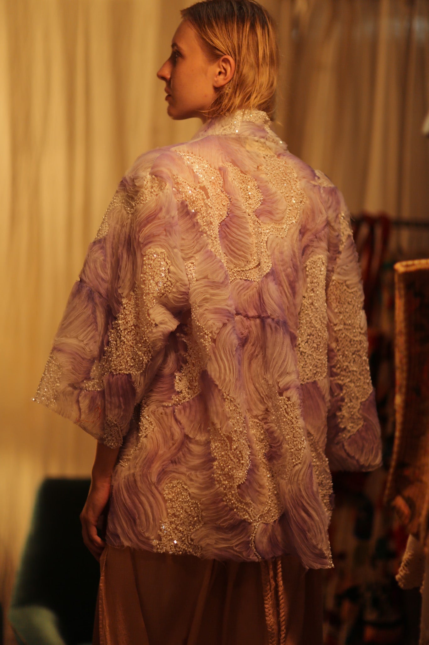 LILAL EMBROIDERED SEQUIN KIMONO OMANI - BANGKOK TAILOR CLOTHING STORE - HANDMADE CLOTHING