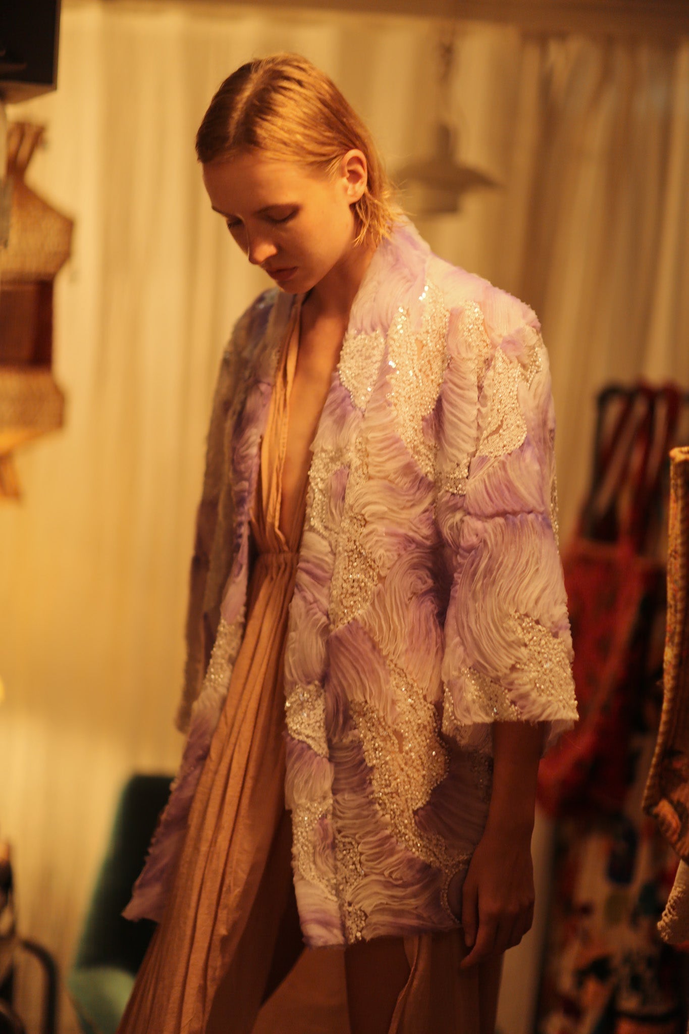 LILAL EMBROIDERED SEQUIN KIMONO OMANI - BANGKOK TAILOR CLOTHING STORE - HANDMADE CLOTHING