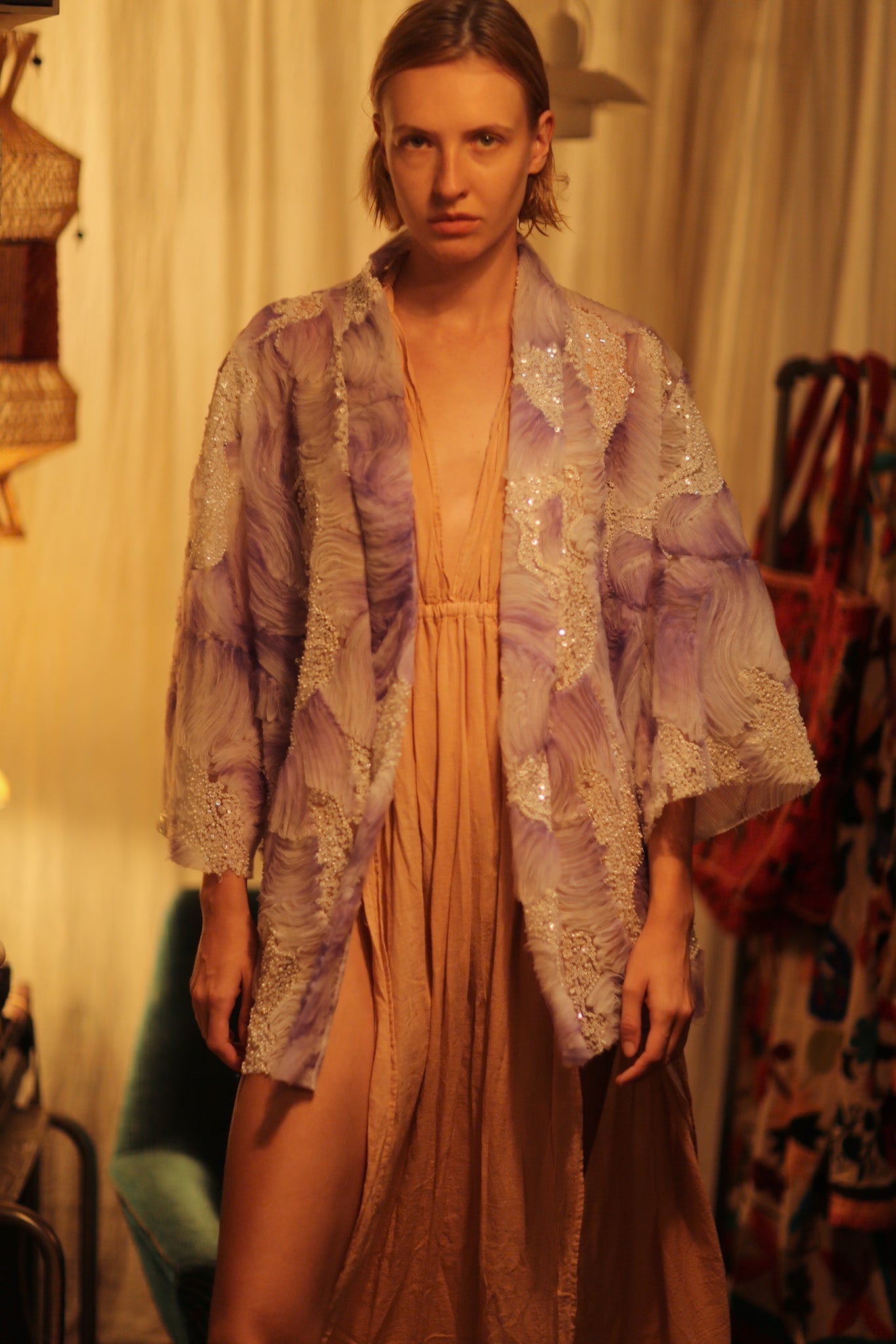 LILAL EMBROIDERED SEQUIN KIMONO OMANI - BANGKOK TAILOR CLOTHING STORE - HANDMADE CLOTHING