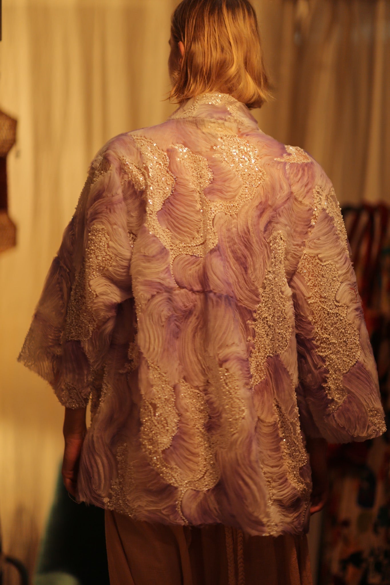 LILAL EMBROIDERED SEQUIN KIMONO OMANI - BANGKOK TAILOR CLOTHING STORE - HANDMADE CLOTHING