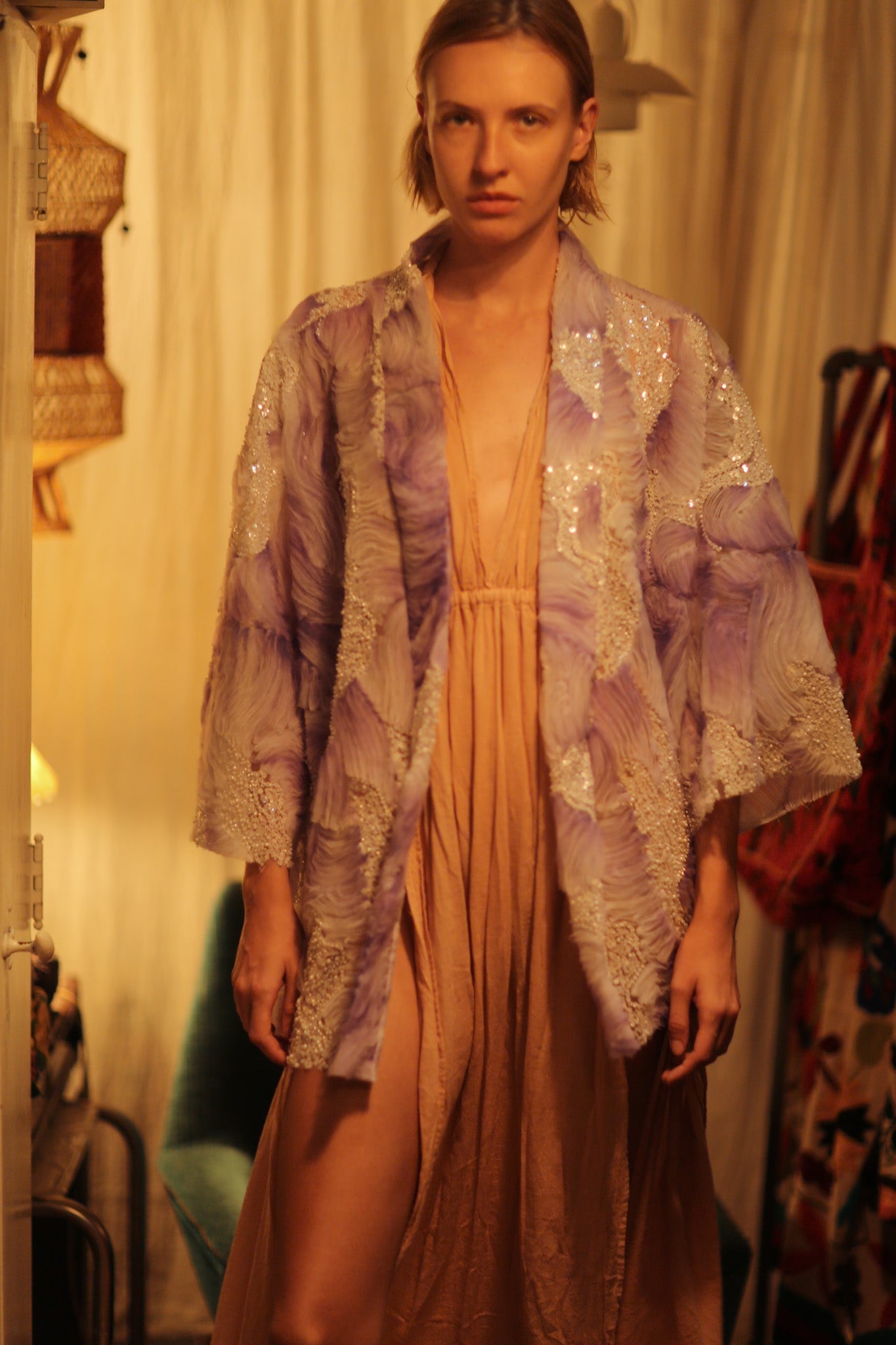 LILAL EMBROIDERED SEQUIN KIMONO OMANI - BANGKOK TAILOR CLOTHING STORE - HANDMADE CLOTHING