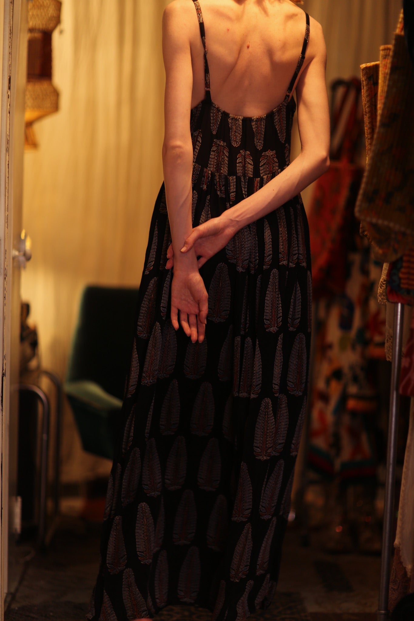 LILY SILK DRESS BLACK FEATHER - BANGKOK TAILOR CLOTHING STORE - HANDMADE CLOTHING