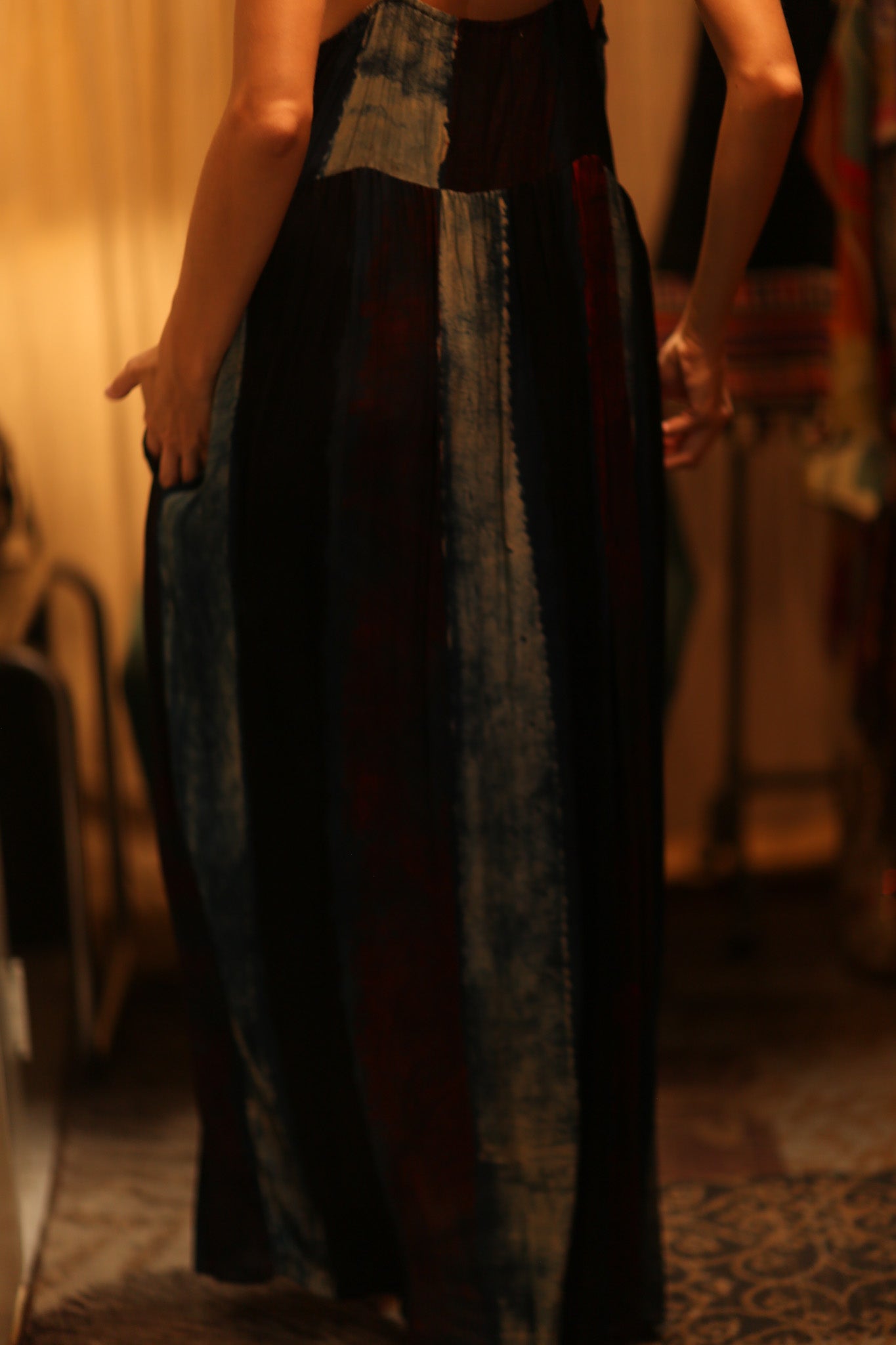 LILY SILK DRESS BLUE STRIPE - BANGKOK TAILOR CLOTHING STORE - HANDMADE CLOTHING