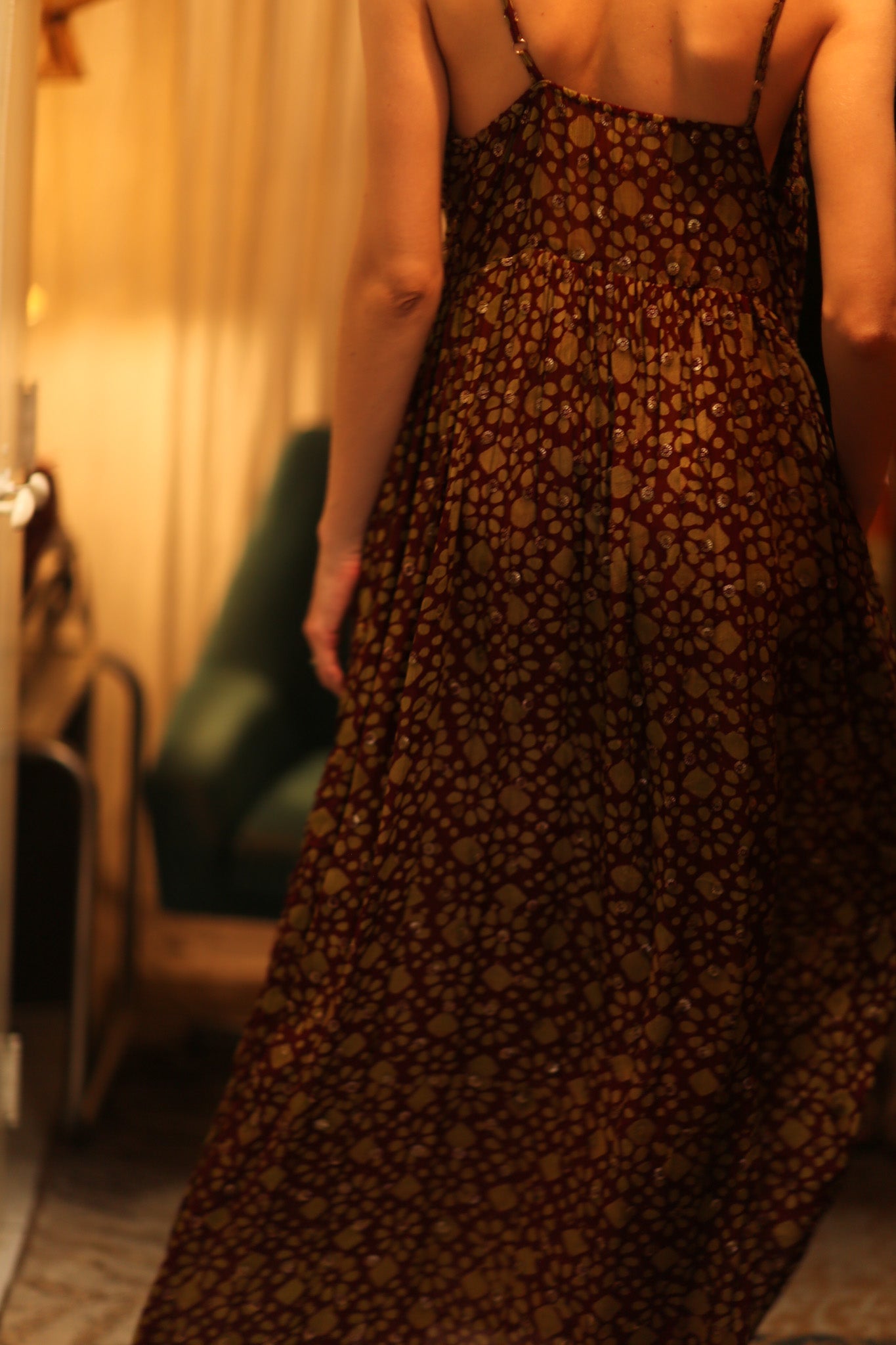 LILY SILK DRESS MINI GREEN YELLOW FLORAL - BANGKOK TAILOR CLOTHING STORE - HANDMADE CLOTHING