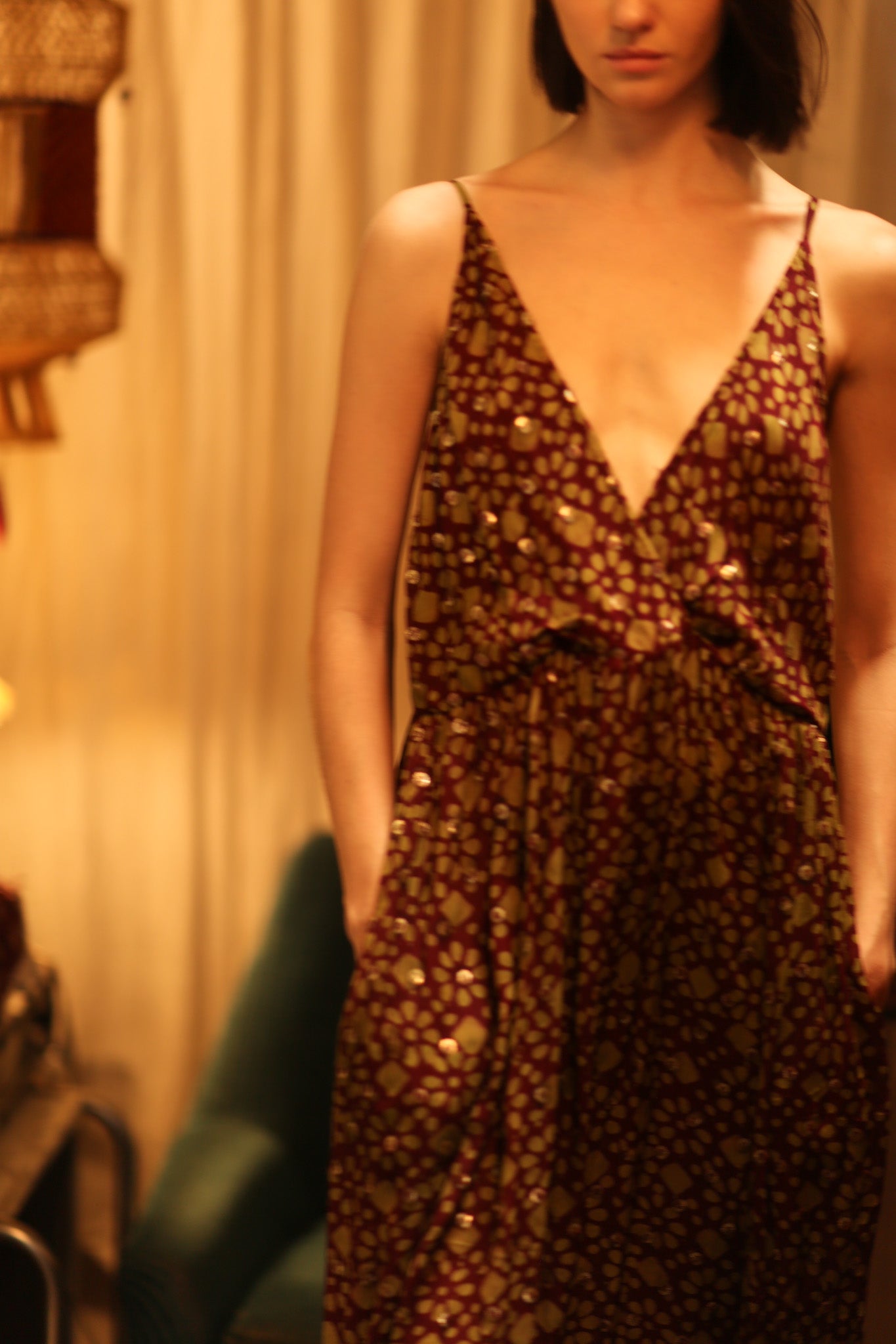 LILY SILK DRESS MINI GREEN YELLOW FLORAL - BANGKOK TAILOR CLOTHING STORE - HANDMADE CLOTHING