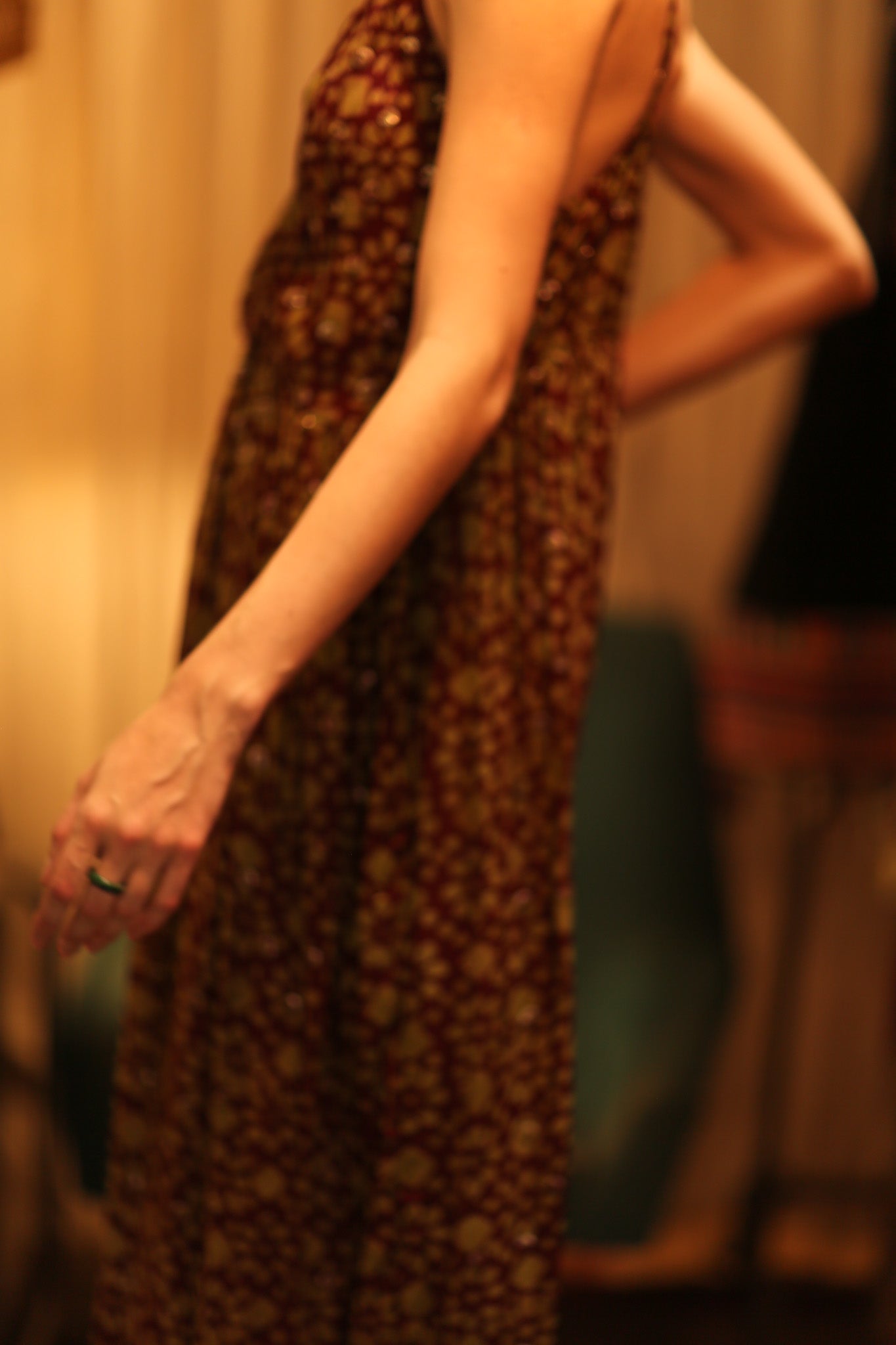 LILY SILK DRESS MINI GREEN YELLOW FLORAL - BANGKOK TAILOR CLOTHING STORE - HANDMADE CLOTHING