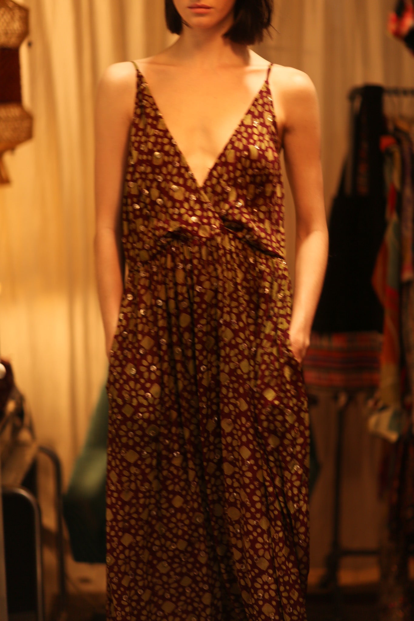 LILY SILK DRESS MINI GREEN YELLOW FLORAL - BANGKOK TAILOR CLOTHING STORE - HANDMADE CLOTHING