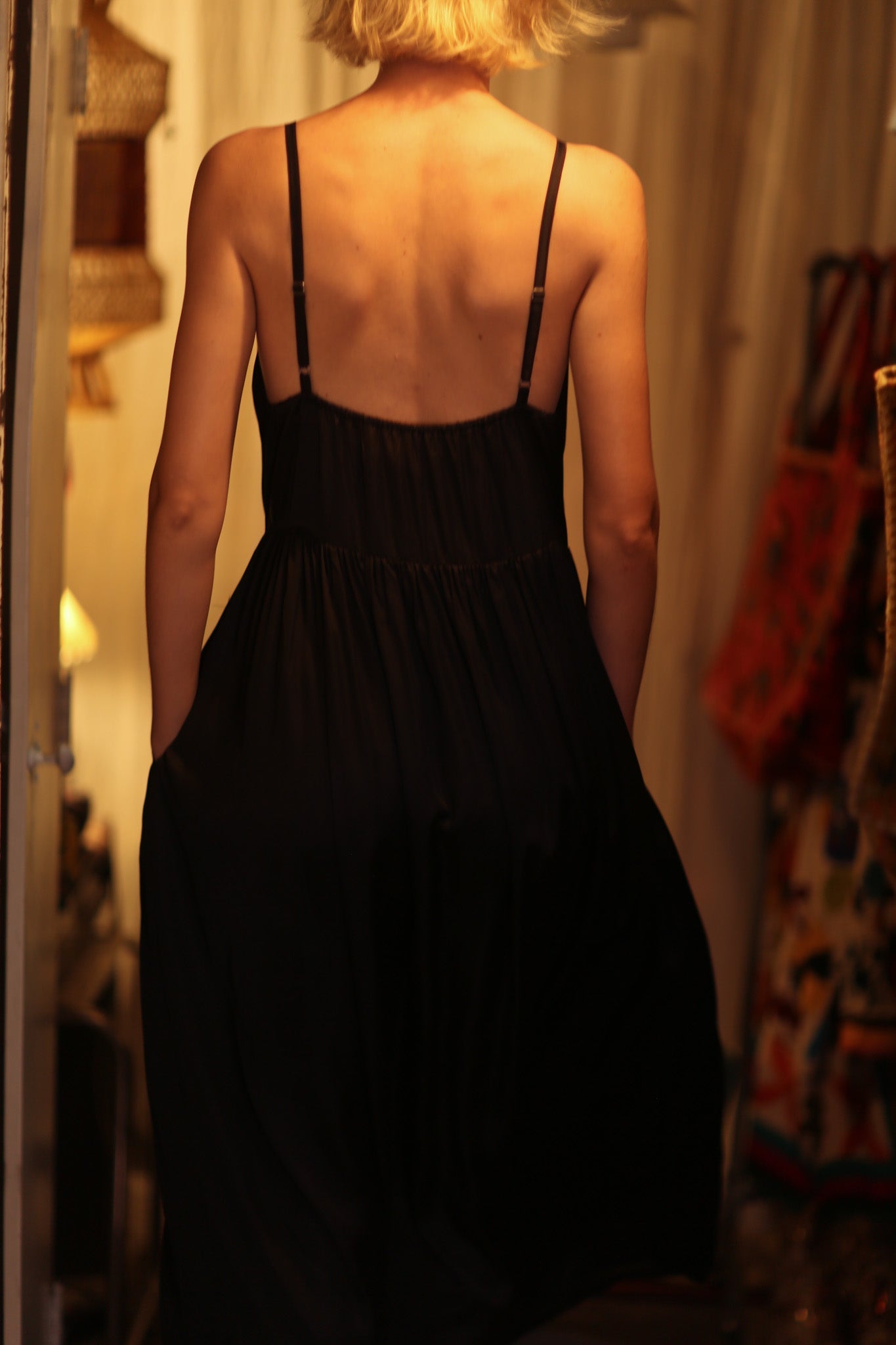 LILY SILK DRESS PITCH BLACK - BANGKOK TAILOR CLOTHING STORE - HANDMADE CLOTHING