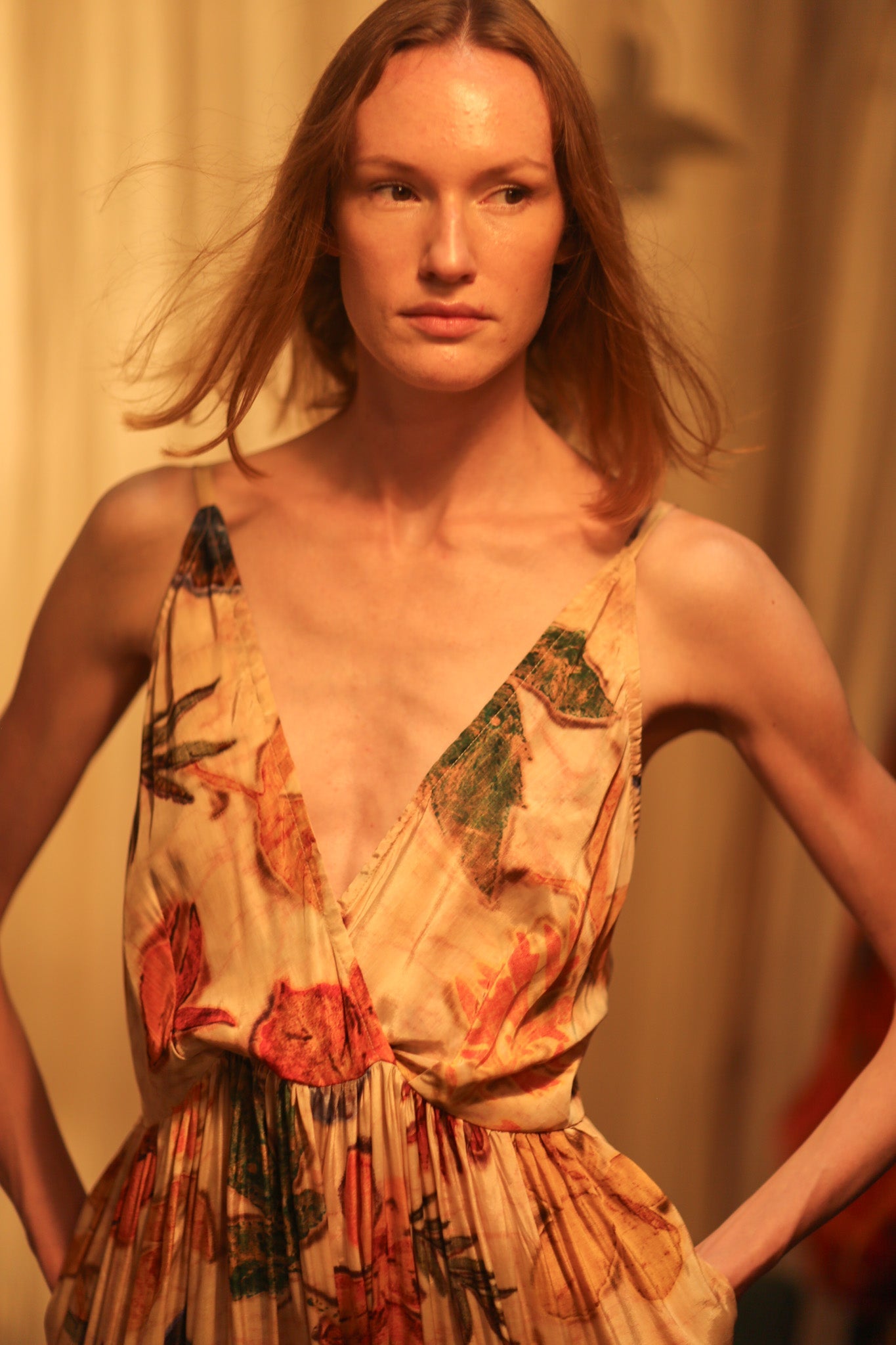 LILY SILK DRESS PRESSED FLOWERS - BANGKOK TAILOR CLOTHING STORE - HANDMADE CLOTHING