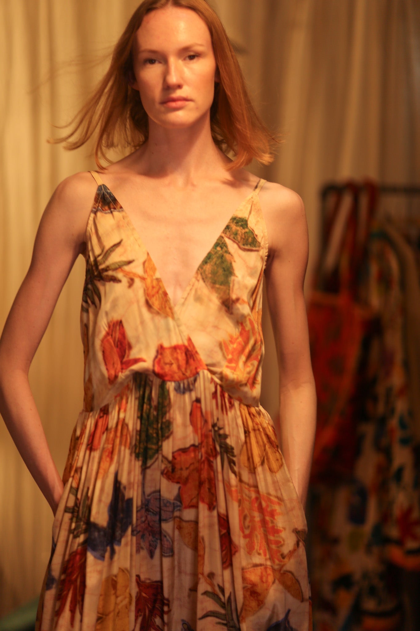LILY SILK DRESS PRESSED FLOWERS - BANGKOK TAILOR CLOTHING STORE - HANDMADE CLOTHING