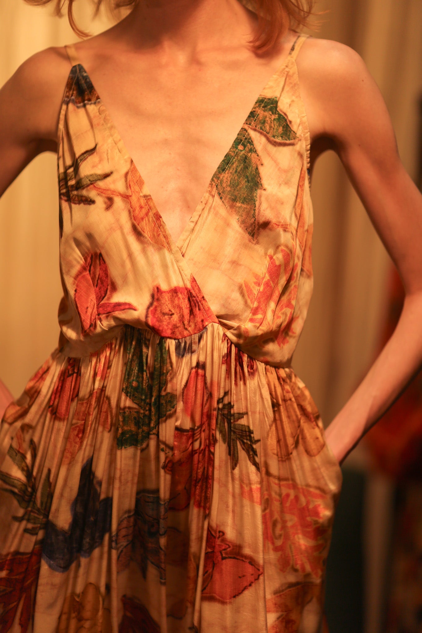 LILY SILK DRESS PRESSED FLOWERS - BANGKOK TAILOR CLOTHING STORE - HANDMADE CLOTHING