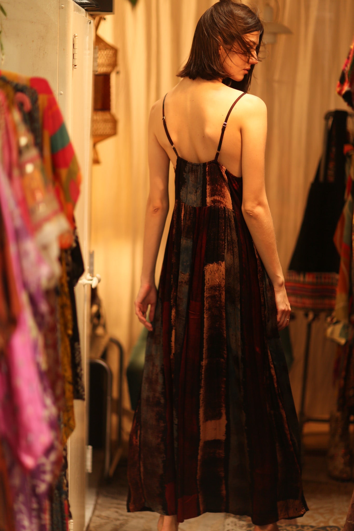 LILY SILK DRESS RED STRIPE - BANGKOK TAILOR CLOTHING STORE - HANDMADE CLOTHING