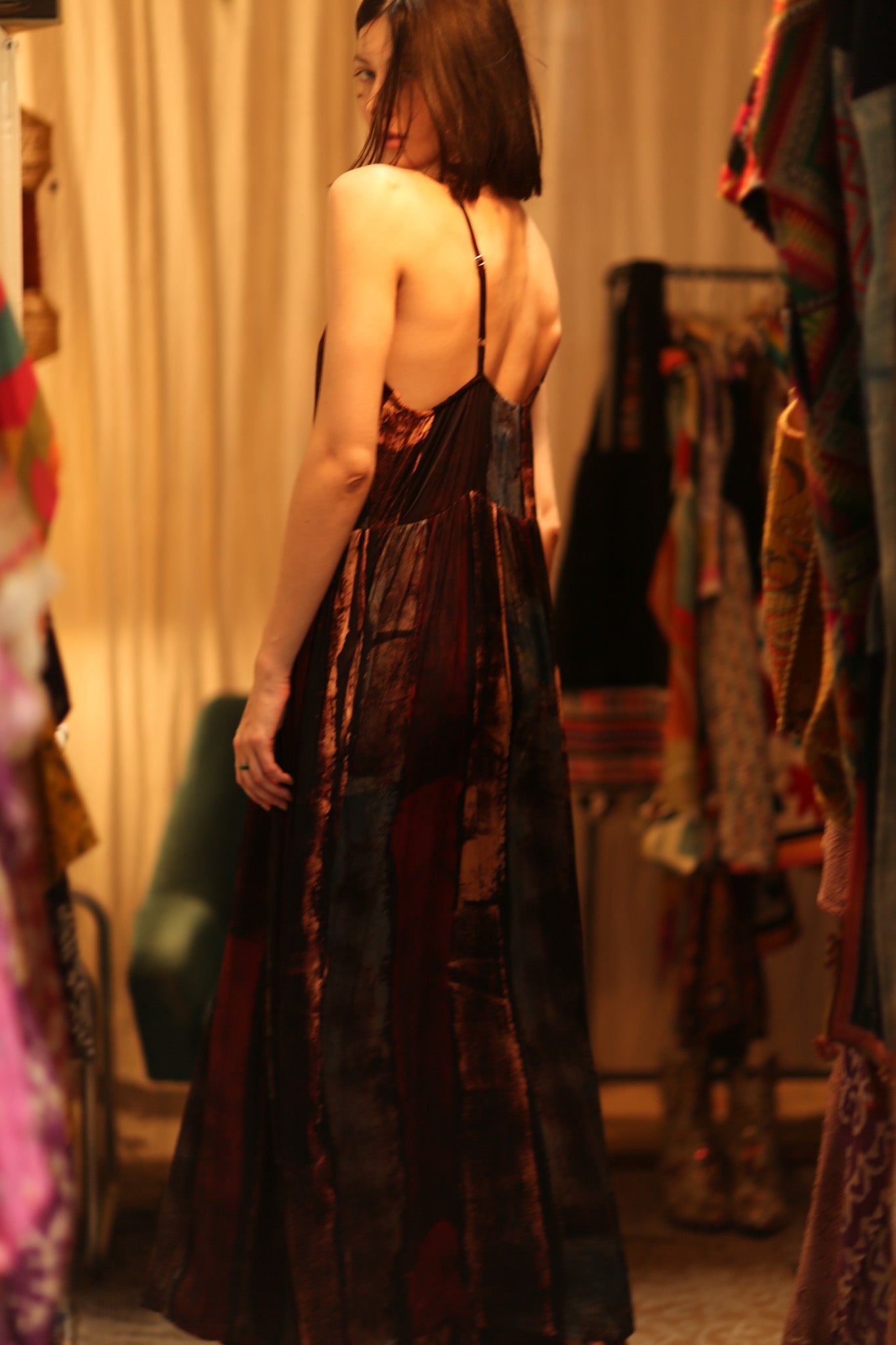 LILY SILK DRESS RED STRIPE - BANGKOK TAILOR CLOTHING STORE - HANDMADE CLOTHING