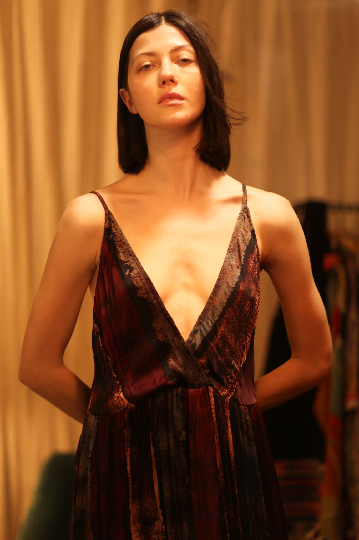 LILY SILK DRESS RED STRIPE - BANGKOK TAILOR CLOTHING STORE - HANDMADE CLOTHING