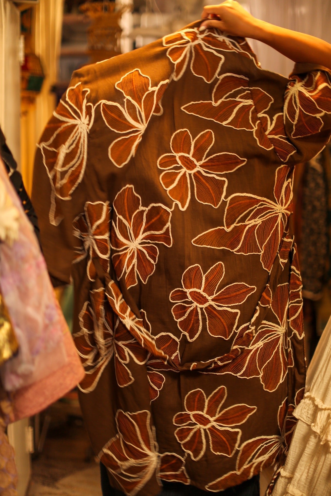 LINEN EMBROIDERED KIMONO MARIETTA - BANGKOK TAILOR CLOTHING STORE - HANDMADE CLOTHING