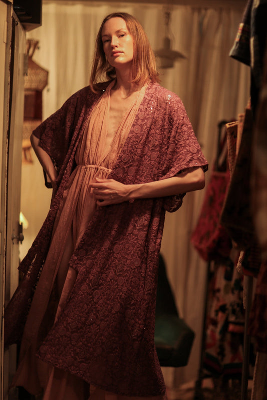 LITTLE FLOWERS EMBROIDERED KIMONO - BANGKOK TAILOR CLOTHING STORE - HANDMADE CLOTHING