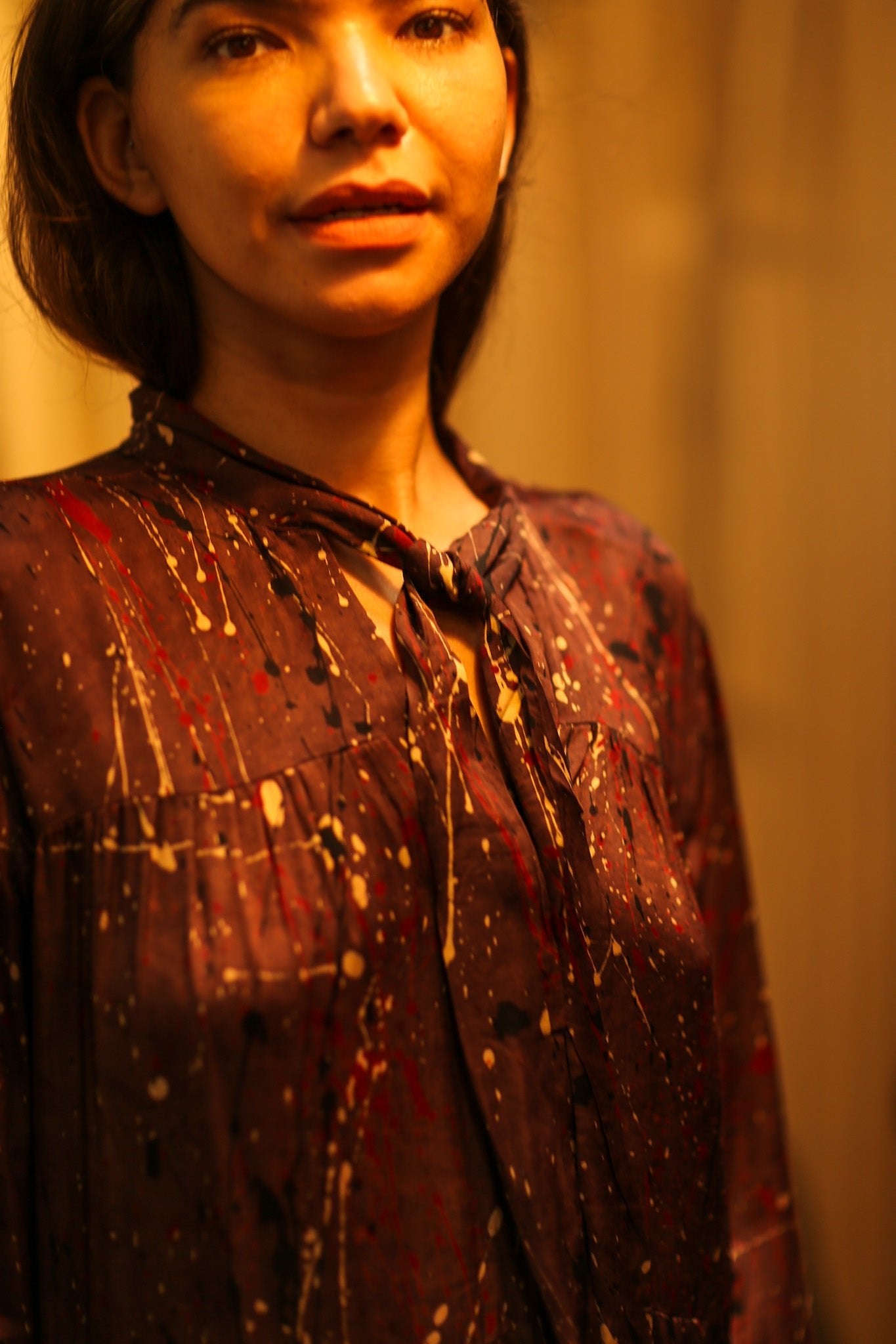 LOA SILK BUTTONED DRESS BURGUNDY POLLOCK - BANGKOK TAILOR CLOTHING STORE - HANDMADE CLOTHING