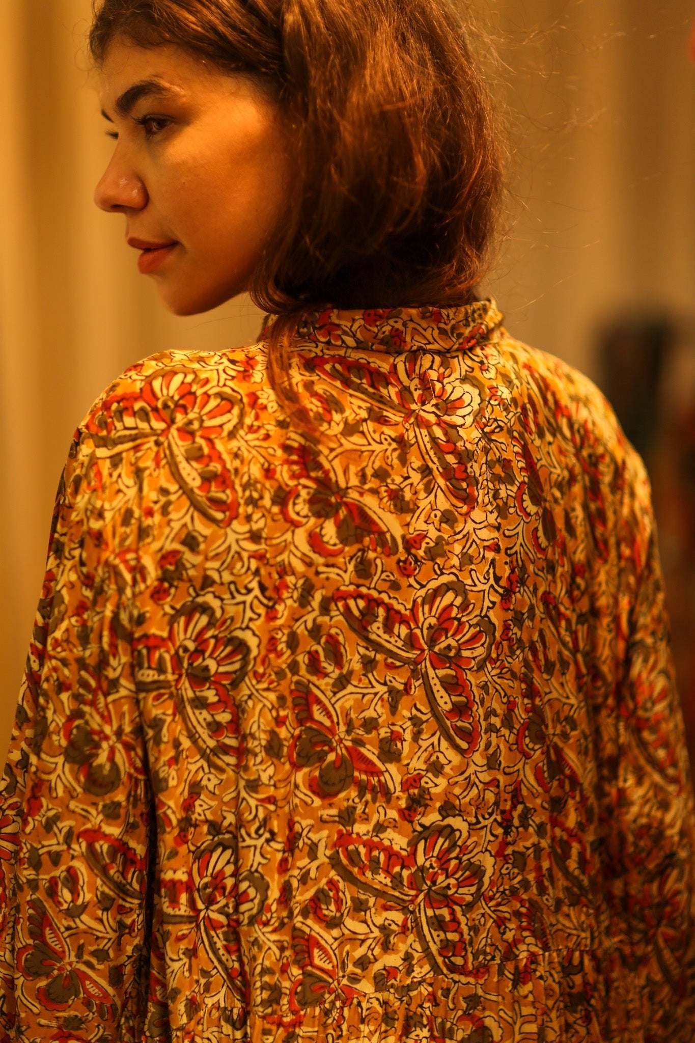 LOA SILK BUTTONED DRESS MARIPOSA YELLOW - BANGKOK TAILOR CLOTHING STORE - HANDMADE CLOTHING