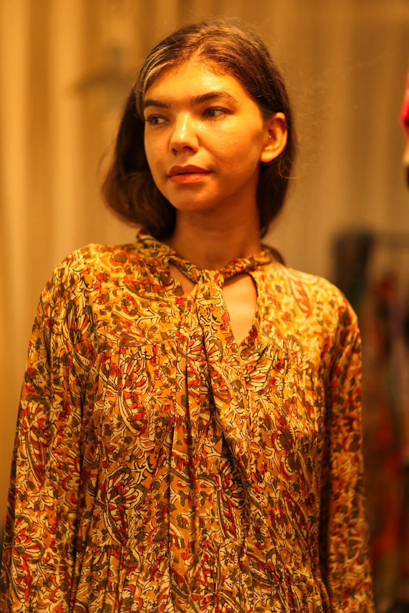 LOA SILK BUTTONED DRESS MARIPOSA YELLOW - BANGKOK TAILOR CLOTHING STORE - HANDMADE CLOTHING