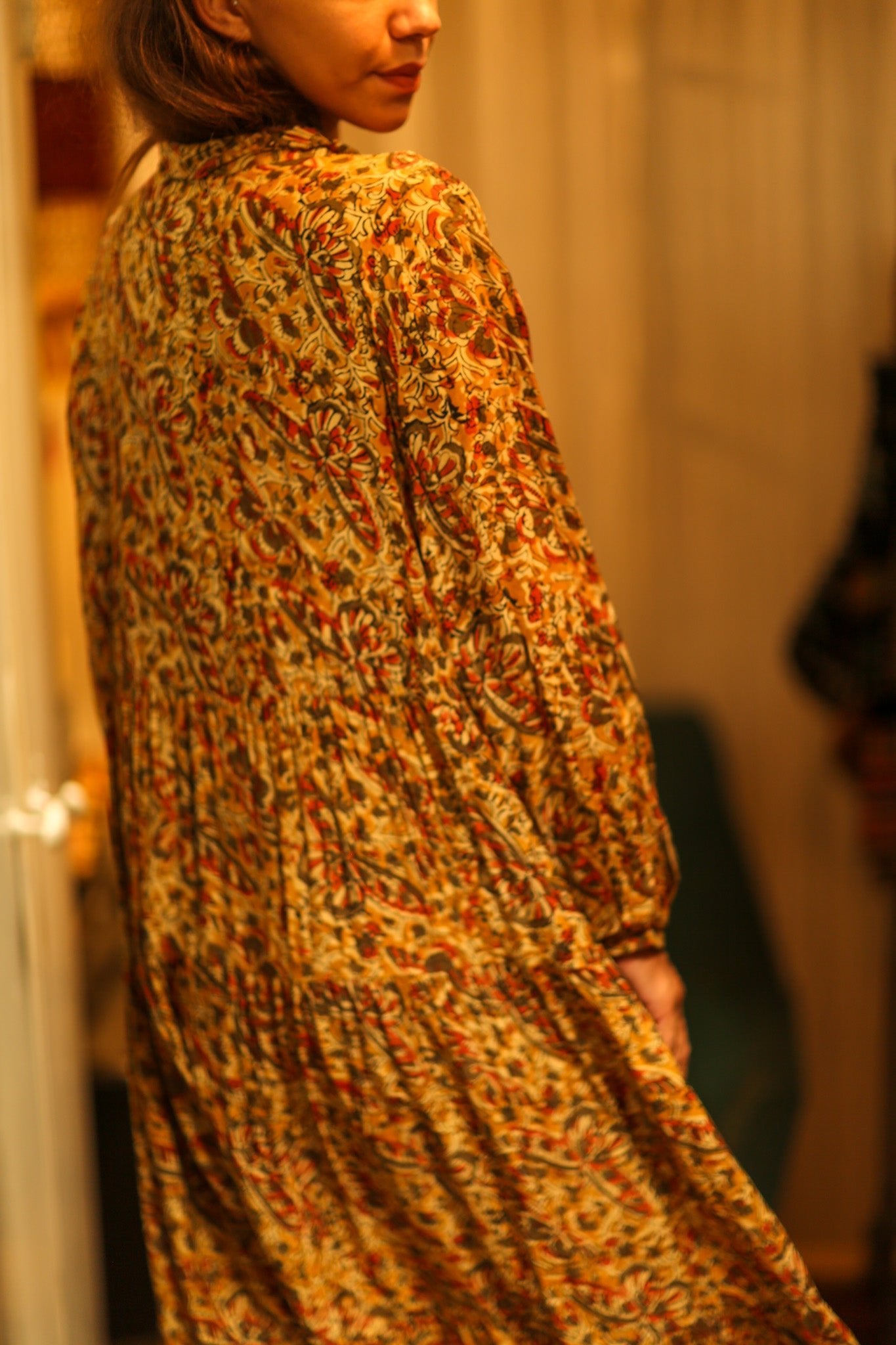 LOA SILK BUTTONED DRESS MARIPOSA YELLOW - BANGKOK TAILOR CLOTHING STORE - HANDMADE CLOTHING