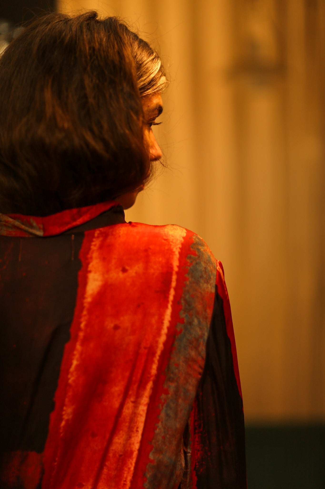 LOA SILK BUTTONED DRESS RED BLOCKS - BANGKOK TAILOR CLOTHING STORE - HANDMADE CLOTHING