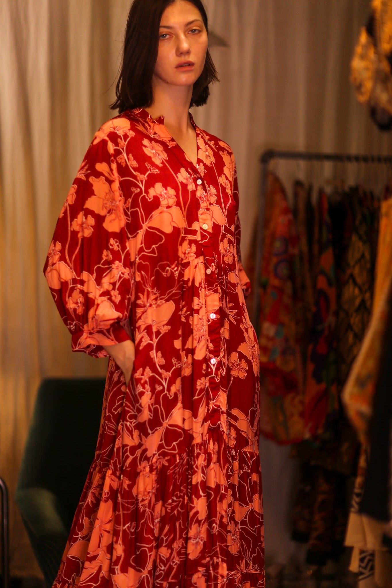 LOA XL RED DRESS - BANGKOK TAILOR CLOTHING STORE - HANDMADE CLOTHING