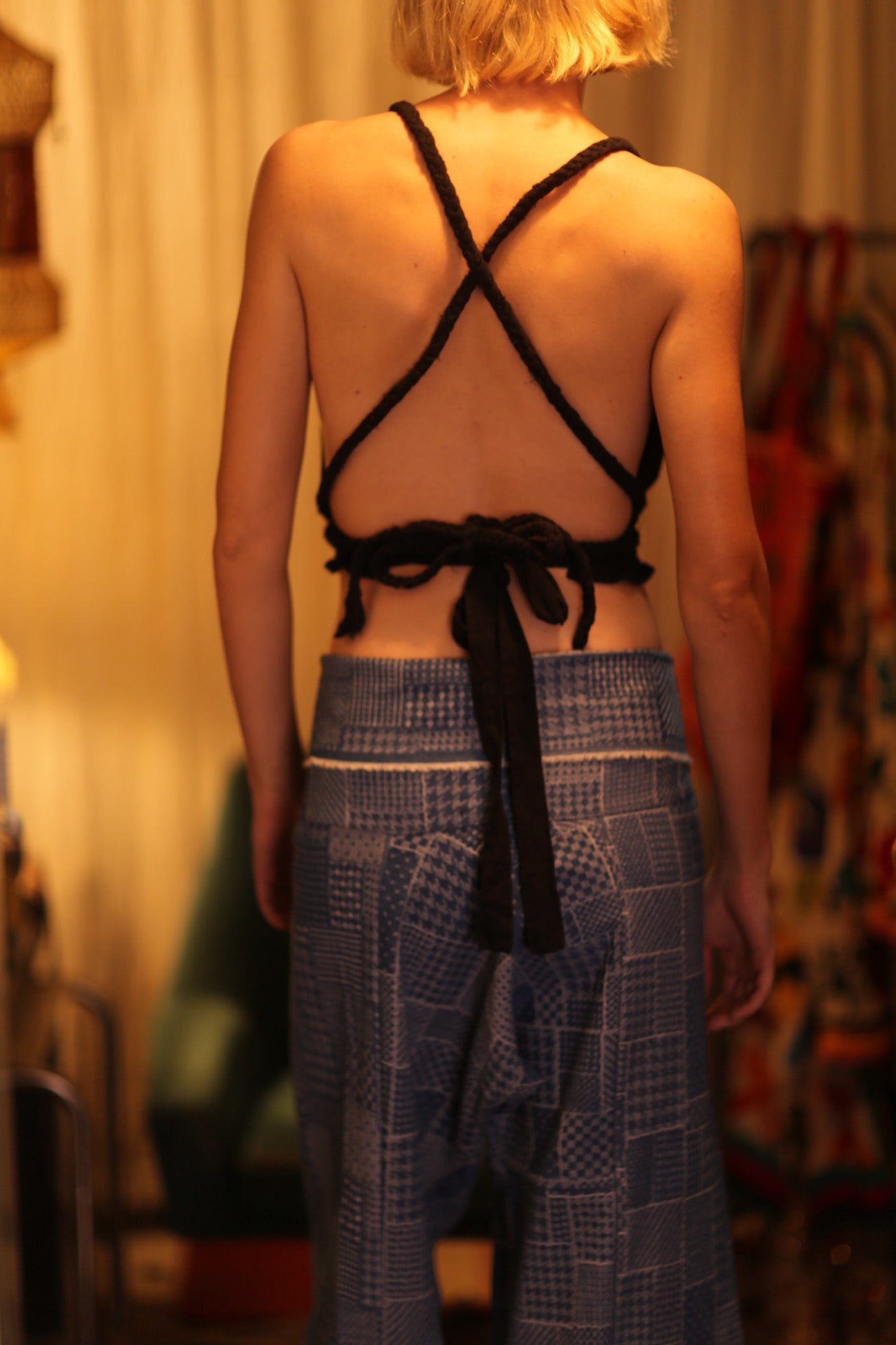LUKE DENIM SQUARES FISHERMAN TROUSERS - BANGKOK TAILOR CLOTHING STORE - HANDMADE CLOTHING