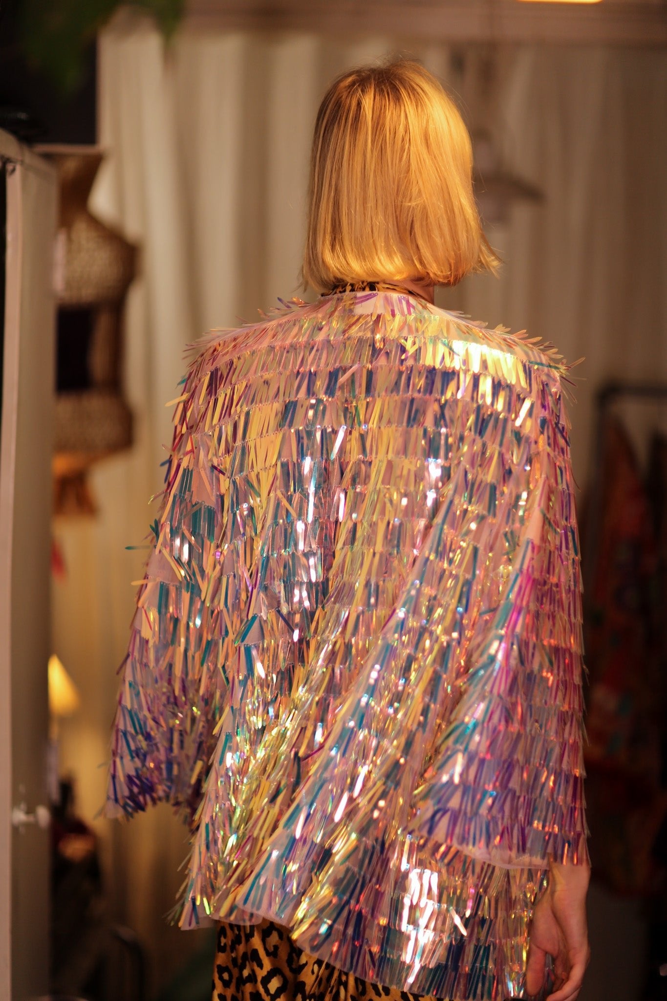 MARION GLITTER SEQUINED SHORT KIMONO UNICORN - BANGKOK TAILOR CLOTHING STORE - HANDMADE CLOTHING