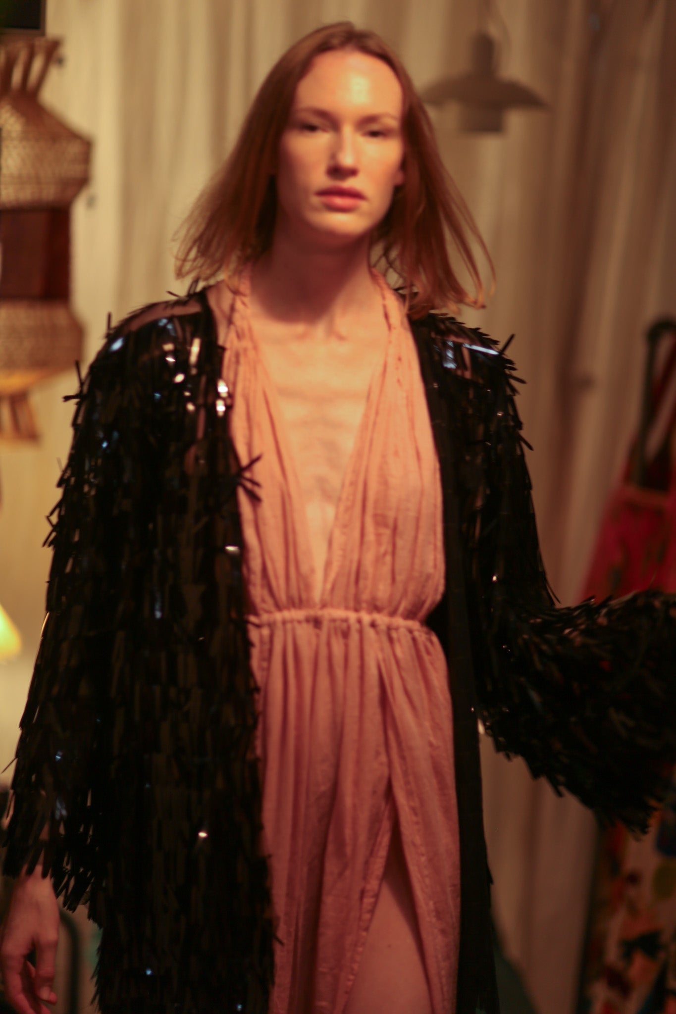 MARION SEQUINED SHORT KIMONO BLACK - BANGKOK TAILOR CLOTHING STORE - HANDMADE CLOTHING