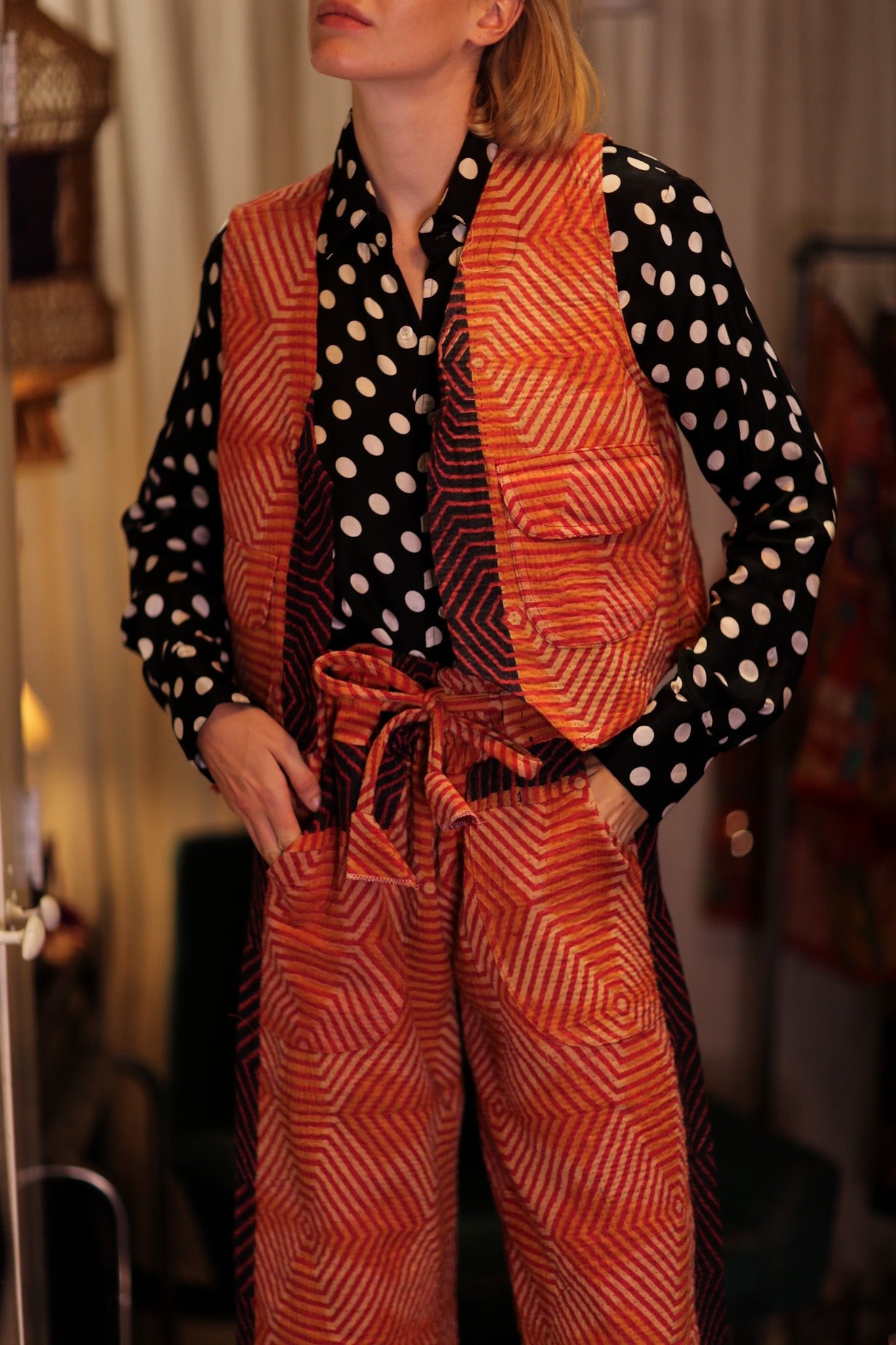 MARLENE KANTHA GILET CARROT - BANGKOK TAILOR CLOTHING STORE - HANDMADE CLOTHING
