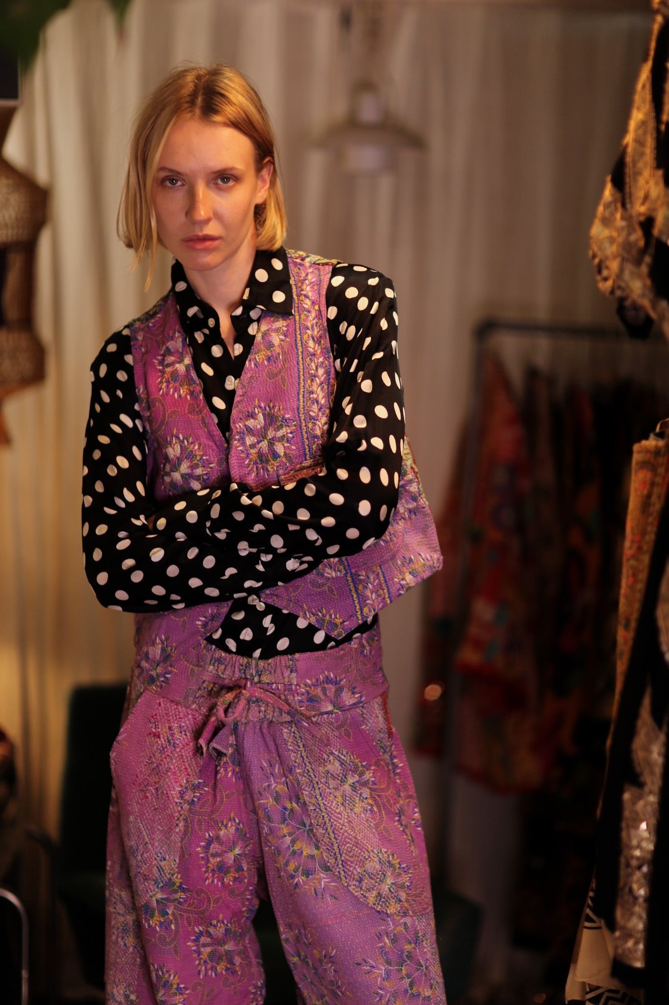 MARLENE KANTHA GILET LAVENDER FIELD - BANGKOK TAILOR CLOTHING STORE - HANDMADE CLOTHING