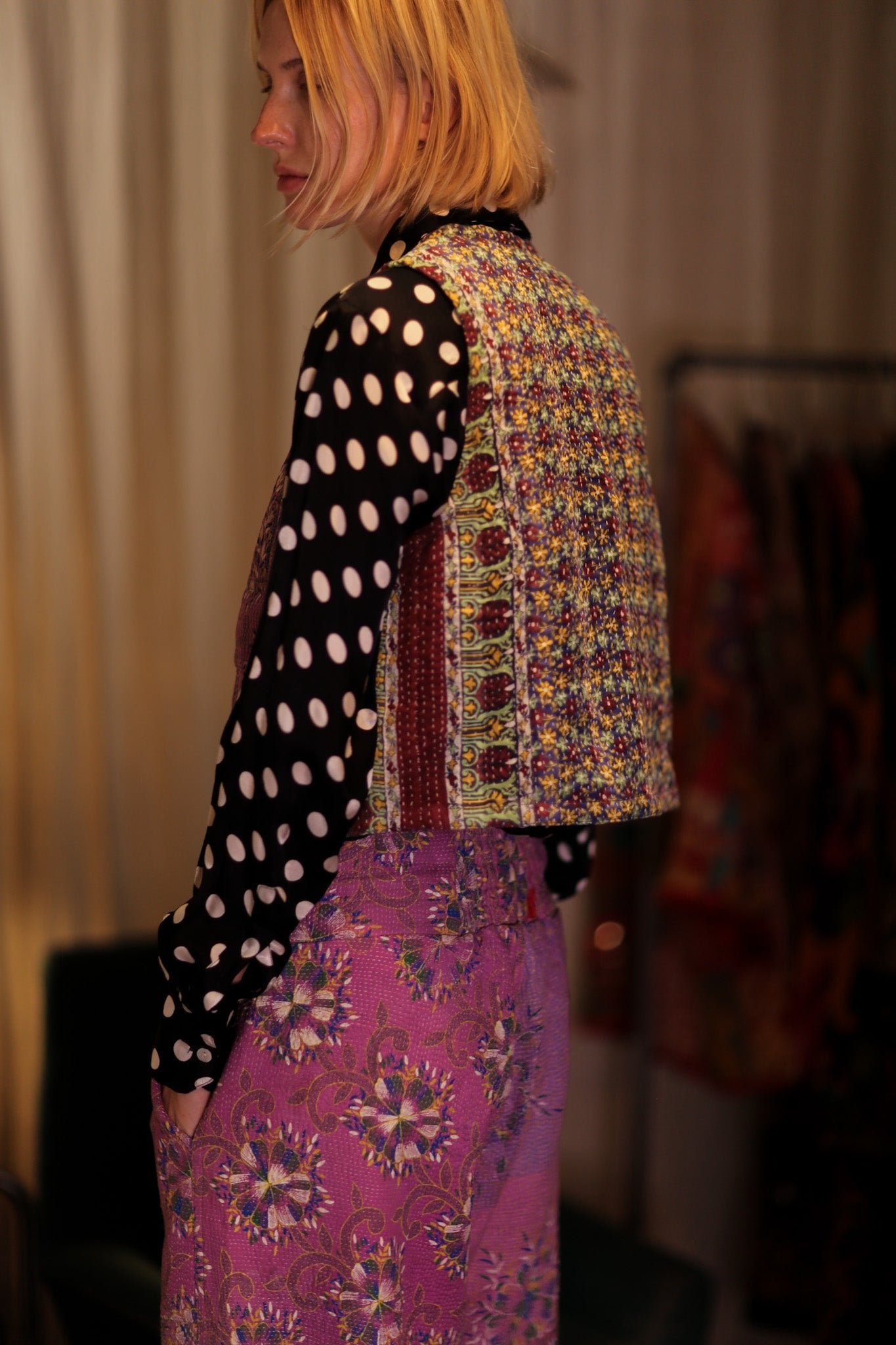 MARLENE KANTHA GILET LAVENDER FIELD - BANGKOK TAILOR CLOTHING STORE - HANDMADE CLOTHING