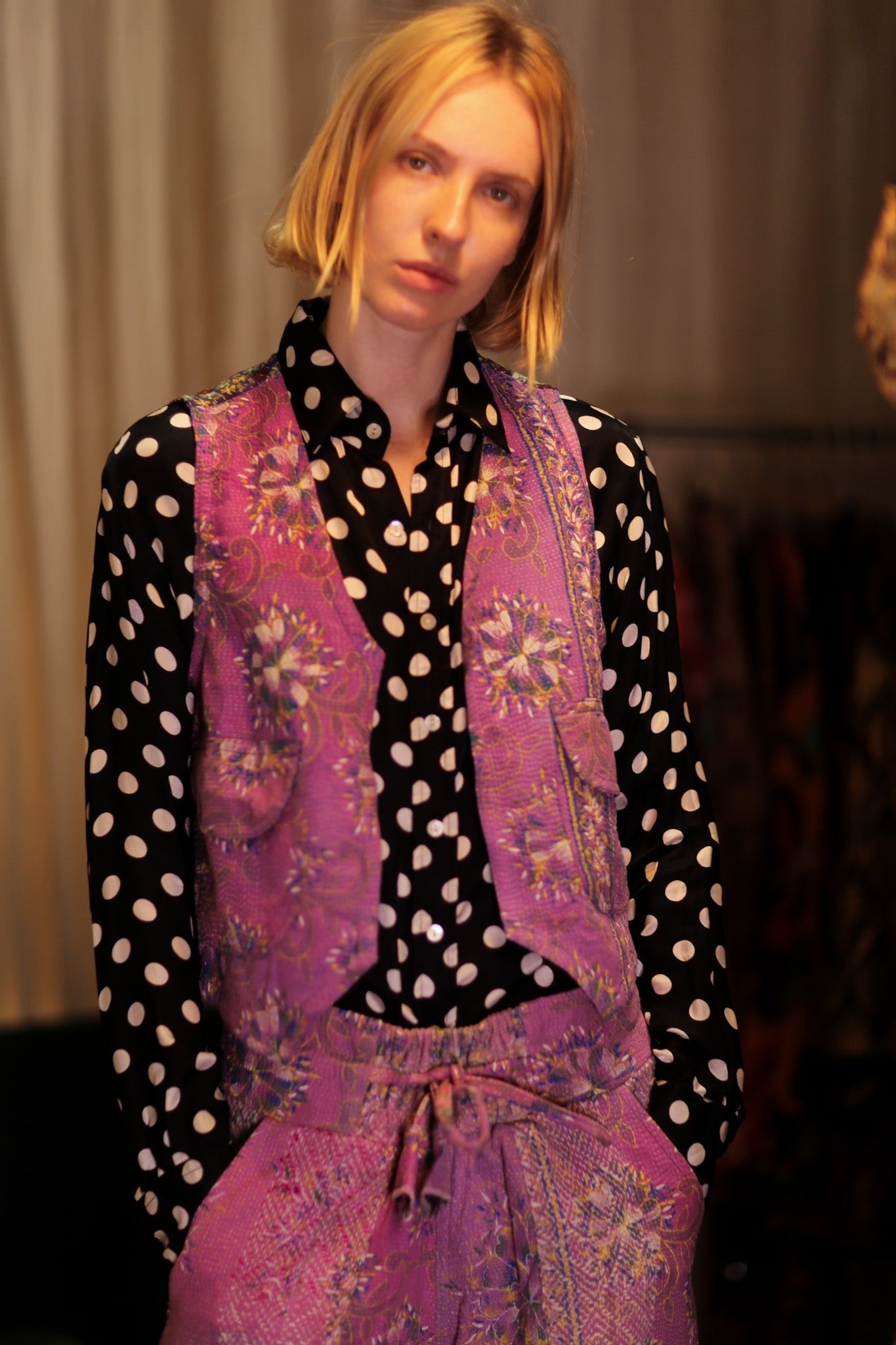 MARLENE KANTHA GILET LAVENDER FIELD - BANGKOK TAILOR CLOTHING STORE - HANDMADE CLOTHING