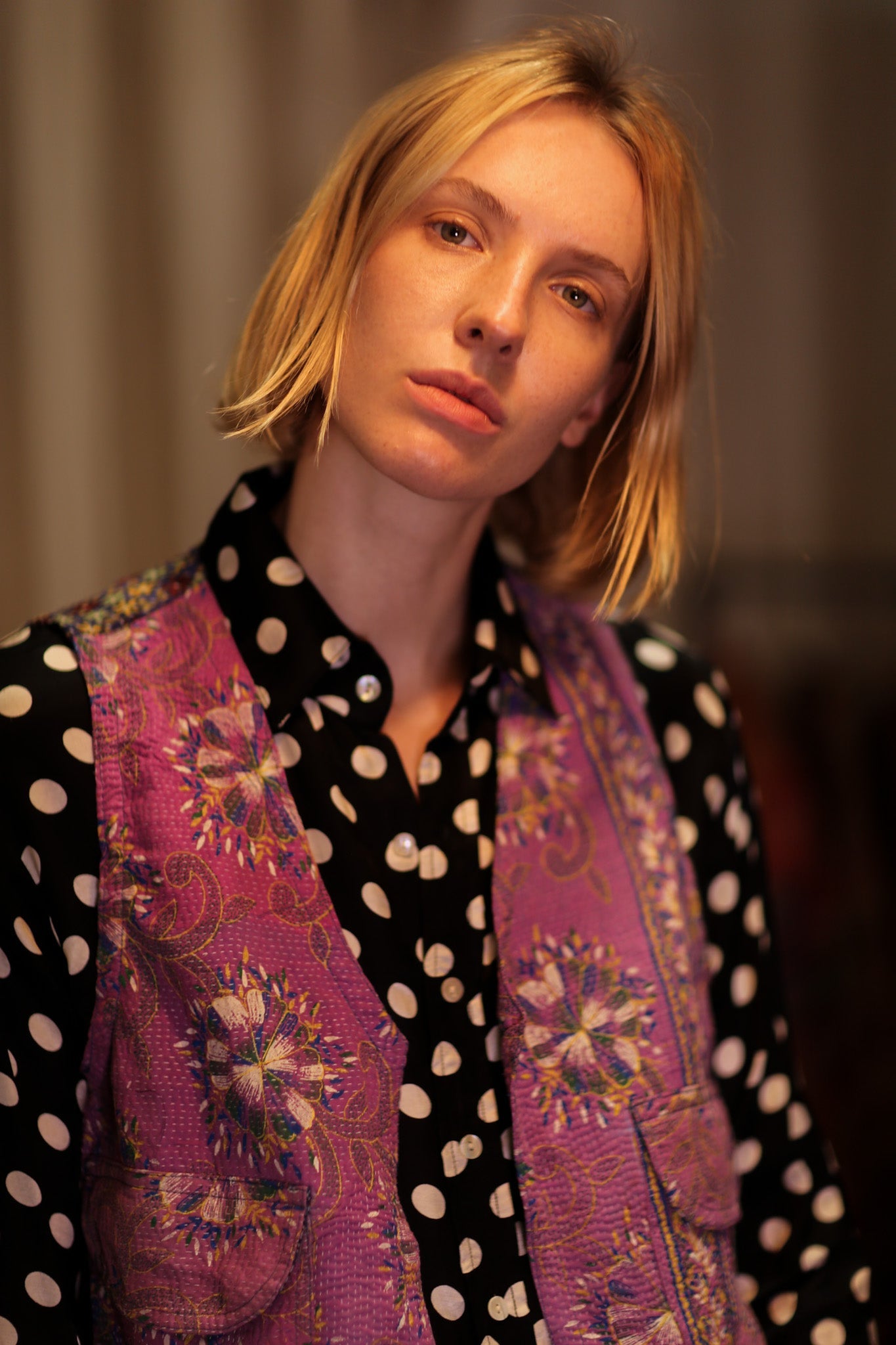 MARLENE KANTHA GILET LAVENDER FIELD - BANGKOK TAILOR CLOTHING STORE - HANDMADE CLOTHING