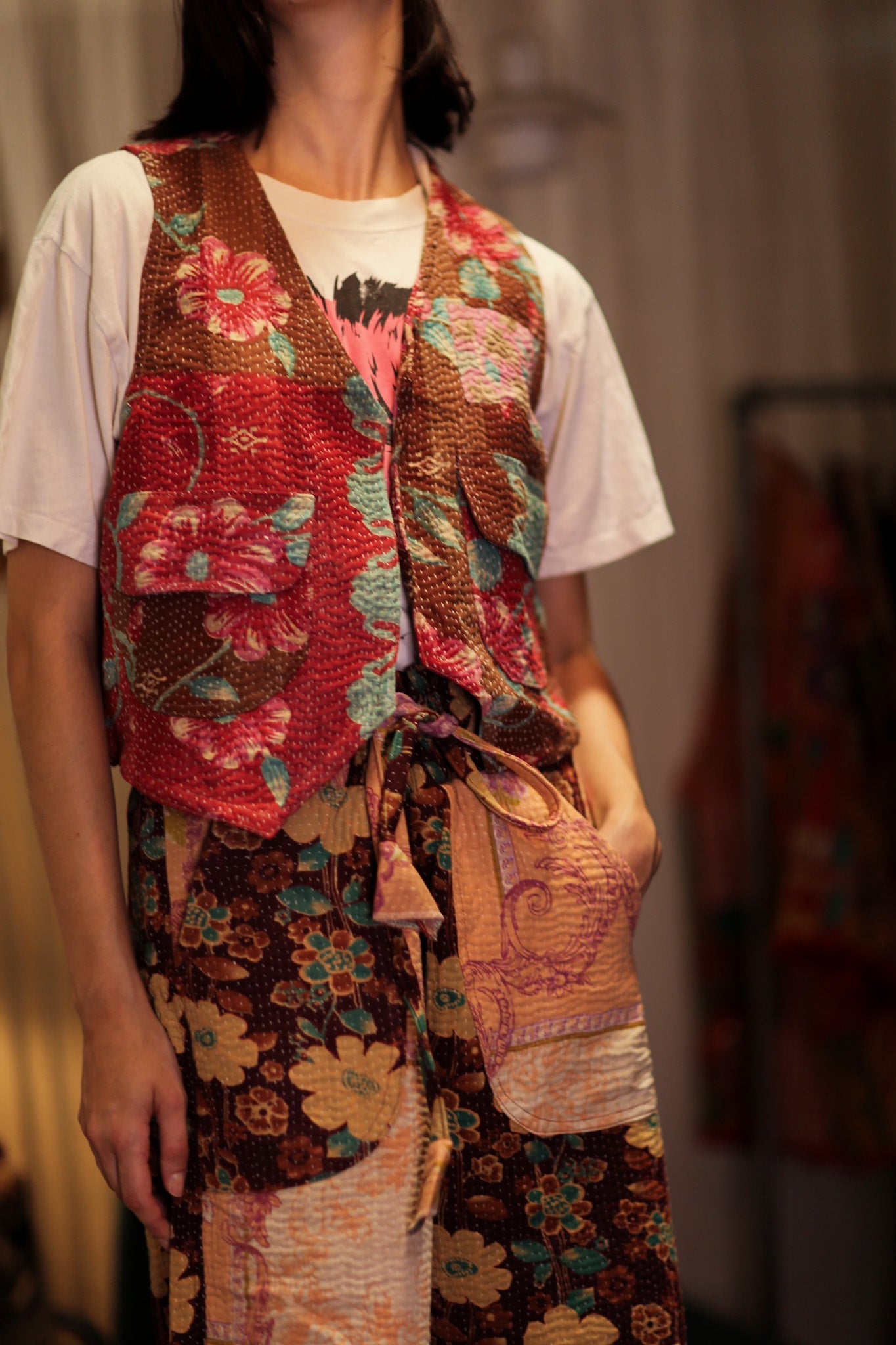 MARLENE KANTHA GILET MINT CHOCOLATE - BANGKOK TAILOR CLOTHING STORE - HANDMADE CLOTHING