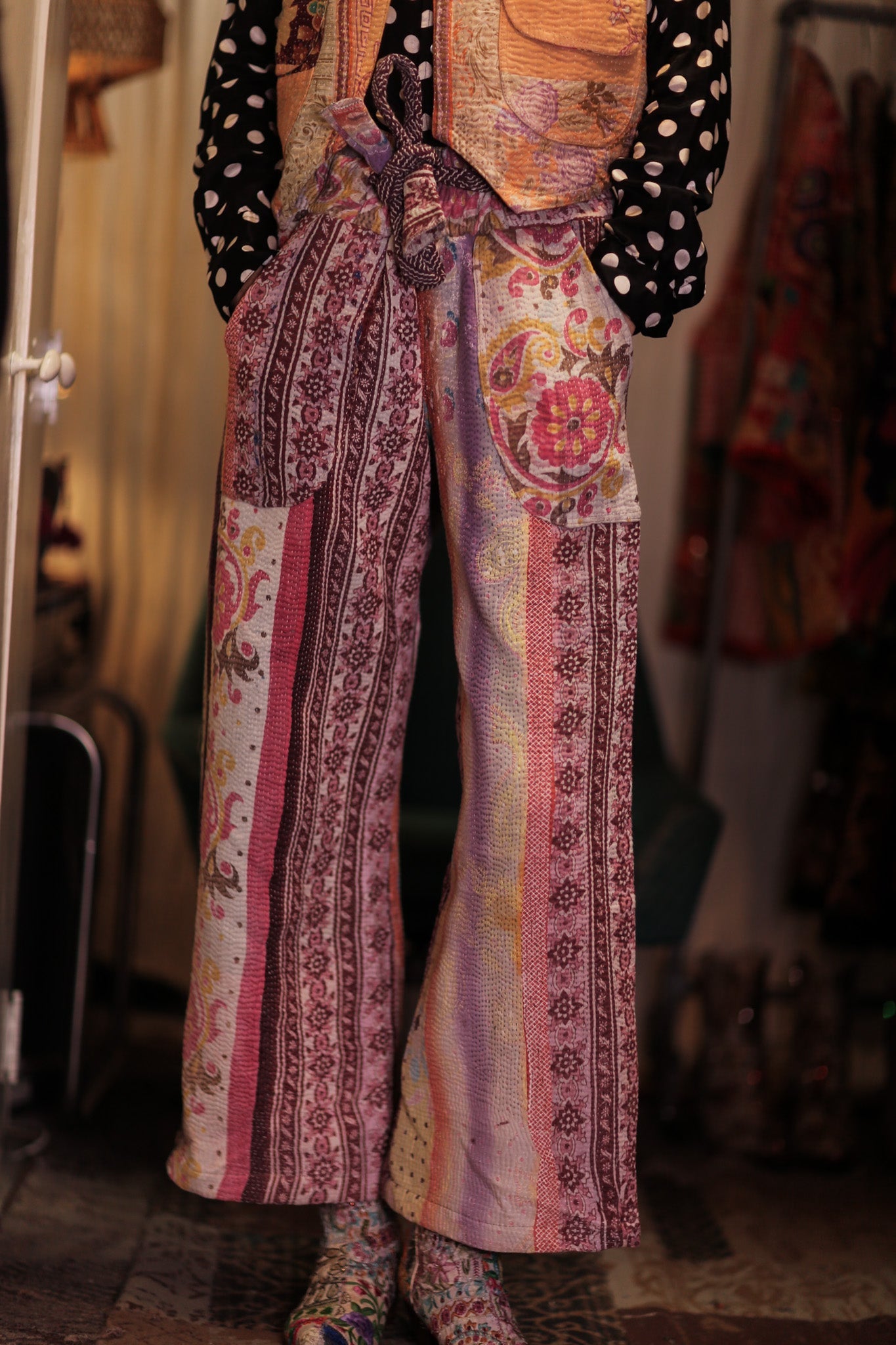MARLENE PATCHWORK KANTHA GILET PEACH - BANGKOK TAILOR CLOTHING STORE - HANDMADE CLOTHING