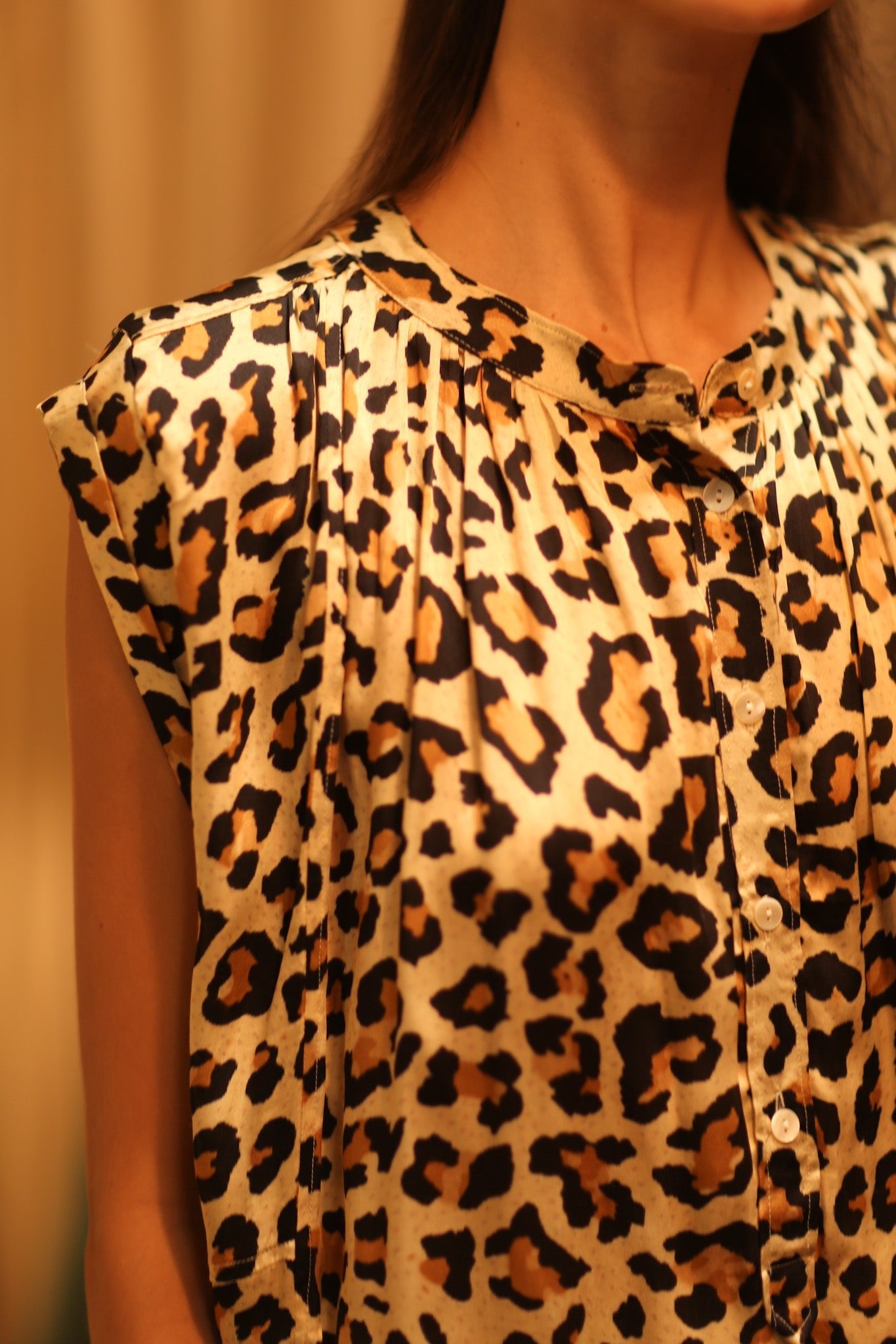 MARY SILK DRESS PALE LEO - BANGKOK TAILOR CLOTHING STORE - HANDMADE CLOTHING