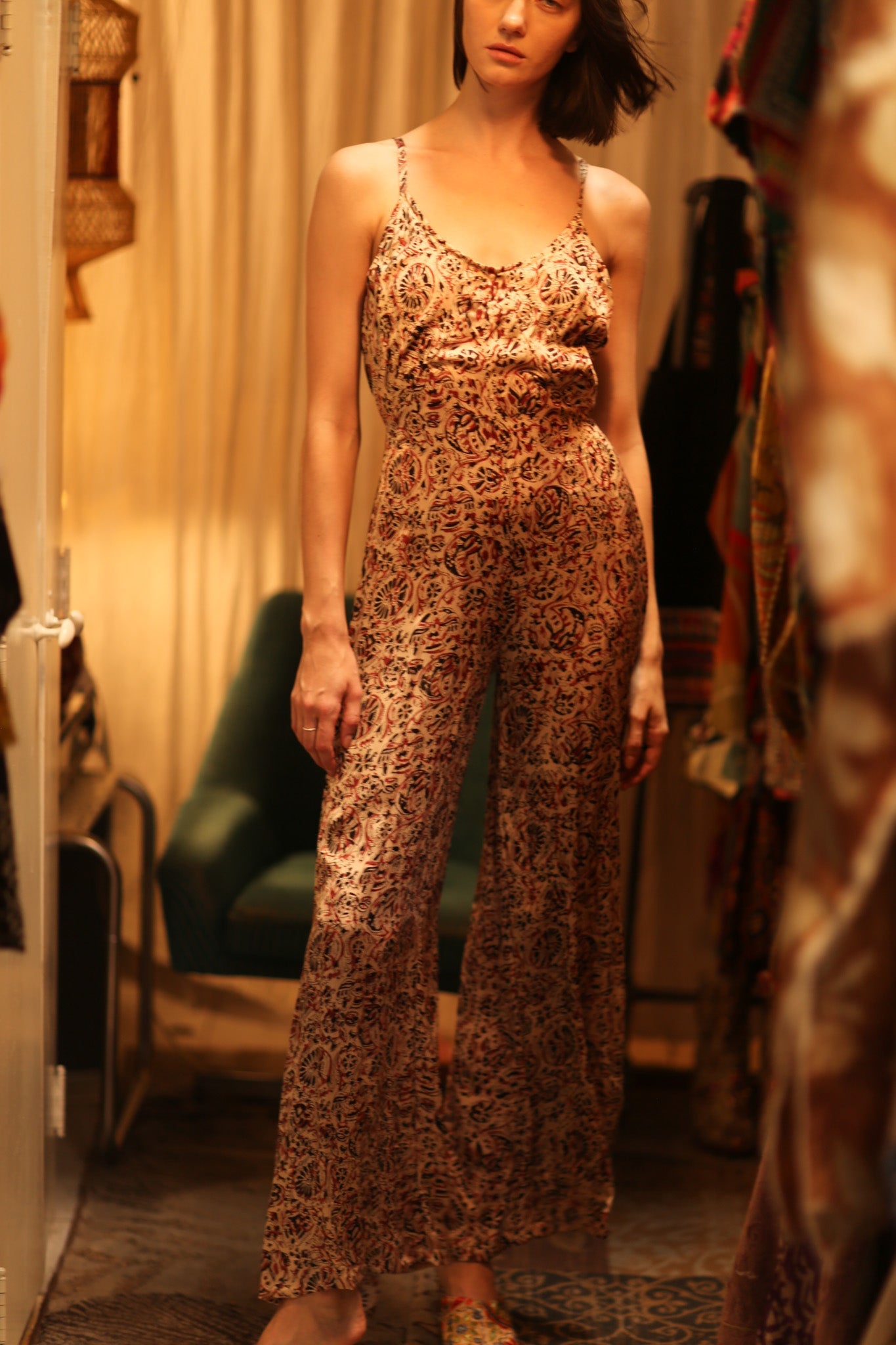 NEIS SILK JUMPSUIT CIRCUS RED - BANGKOK TAILOR CLOTHING STORE - HANDMADE CLOTHING