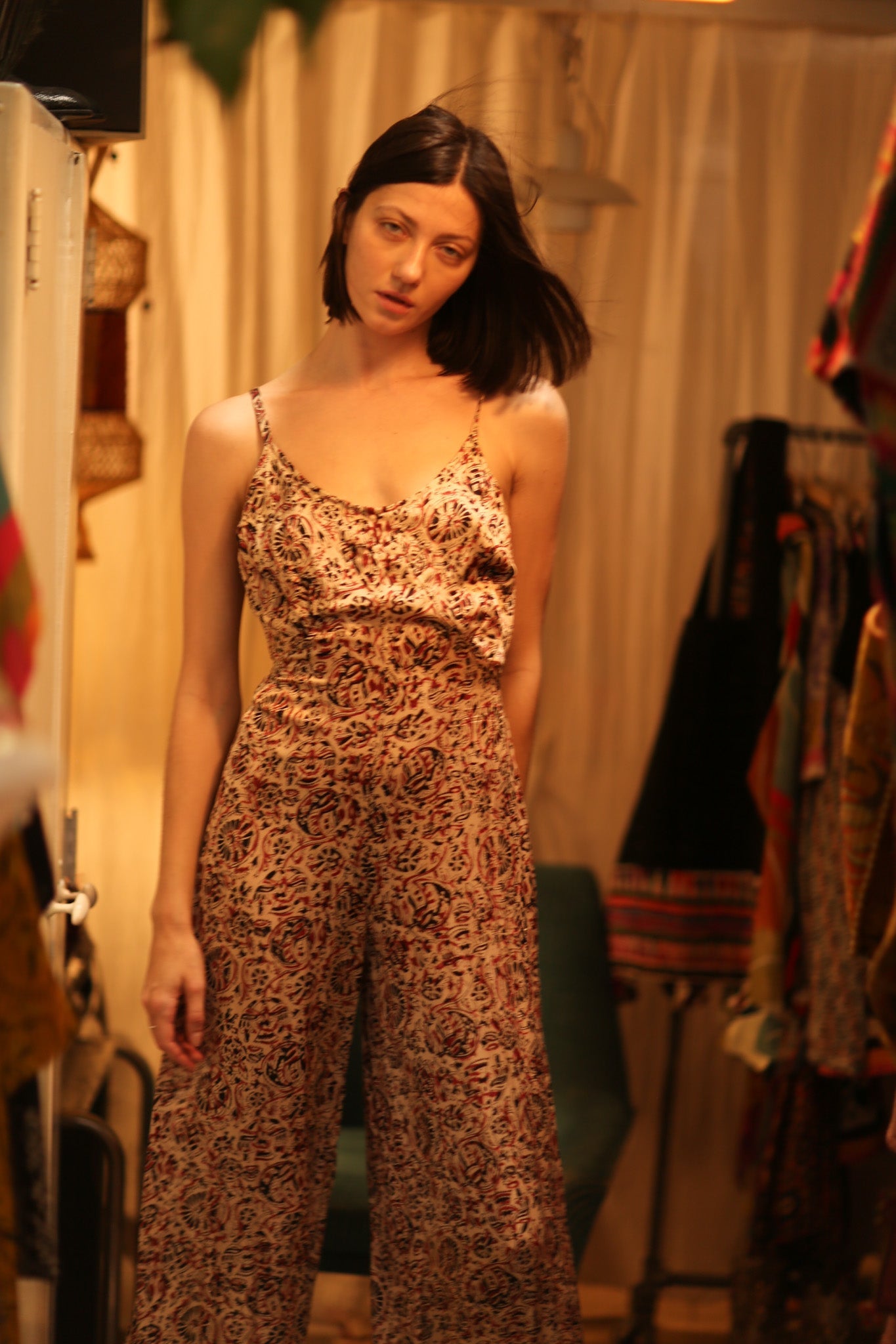 NEIS SILK JUMPSUIT CIRCUS RED - BANGKOK TAILOR CLOTHING STORE - HANDMADE CLOTHING